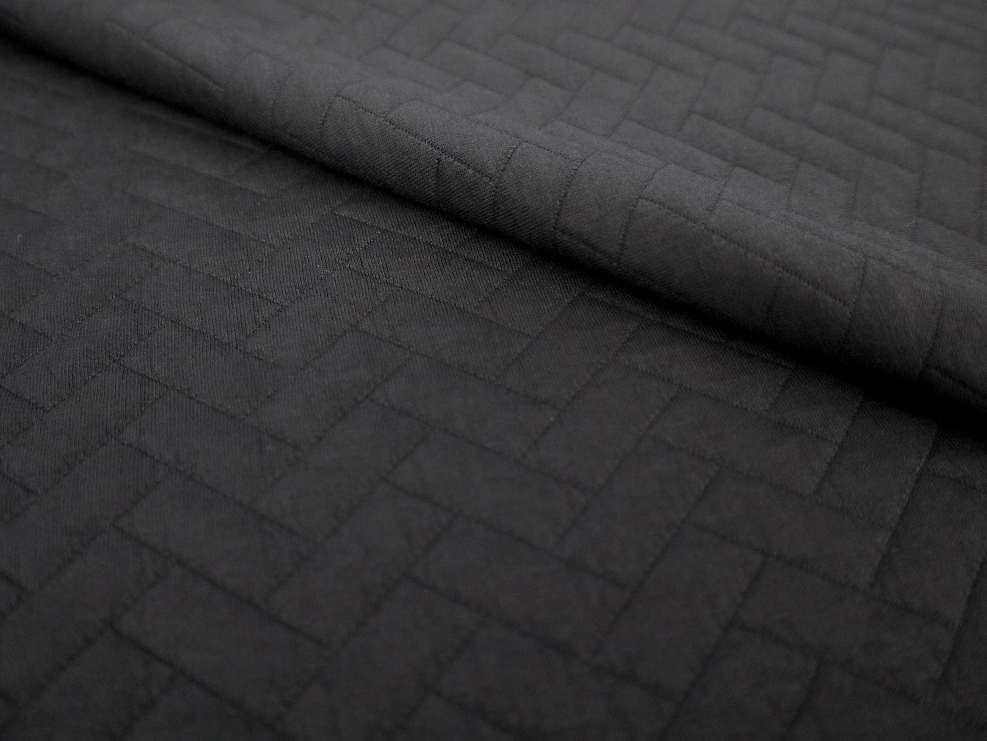 Poly Blend Novelty Quilted Knit in Black