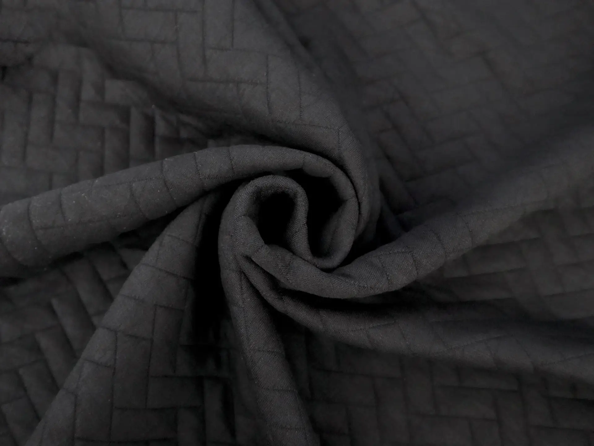 Poly Blend Novelty Quilted Knit in Black