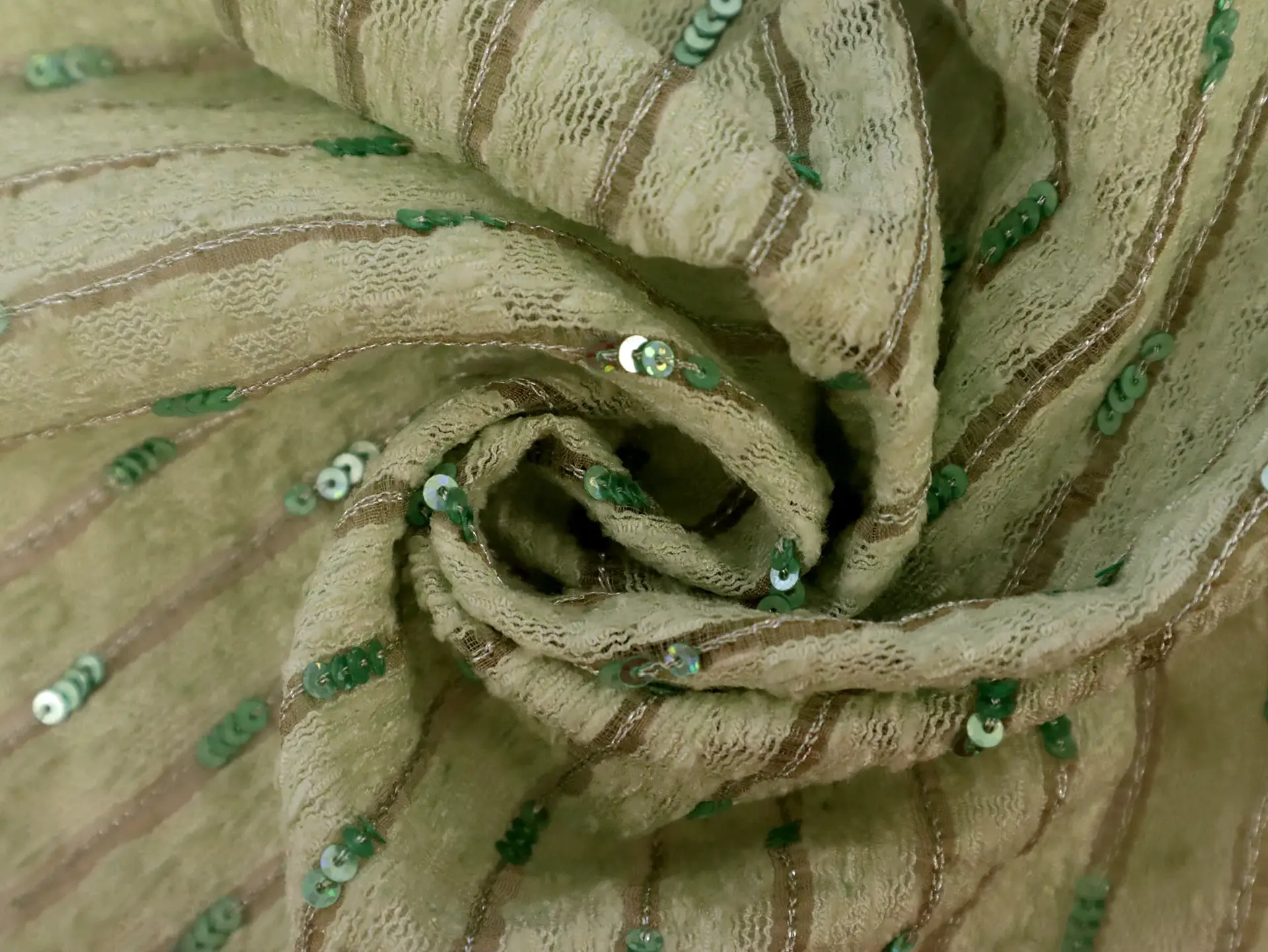 Sequined Silk and Rayon Chenille in Seafoam