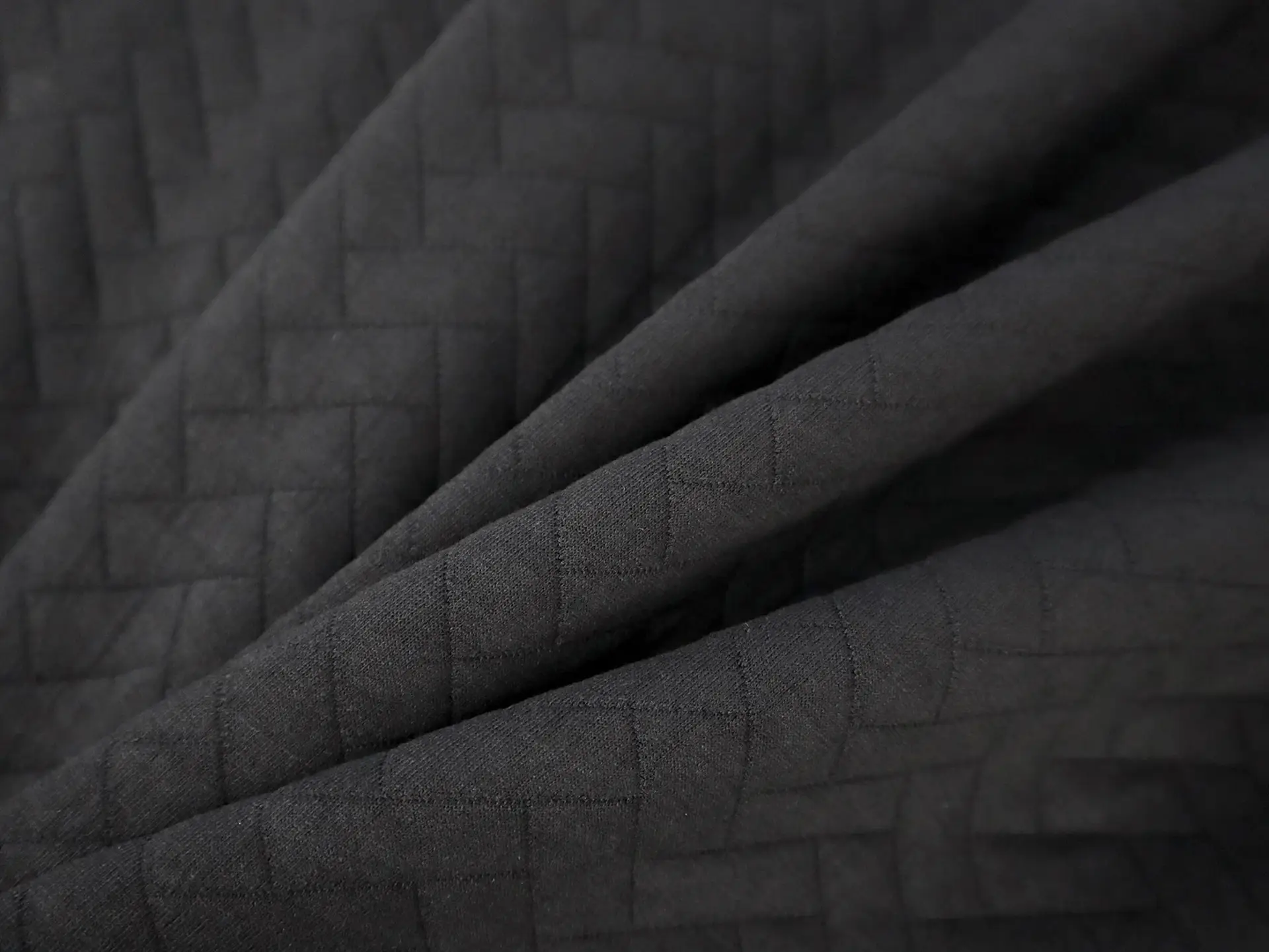 Poly Blend Novelty Quilted Knit in Black