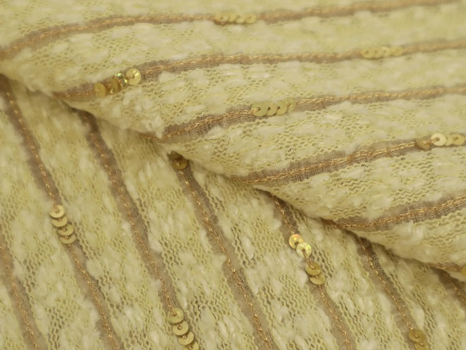 Sequined Silk and Rayon Chenille in Straw