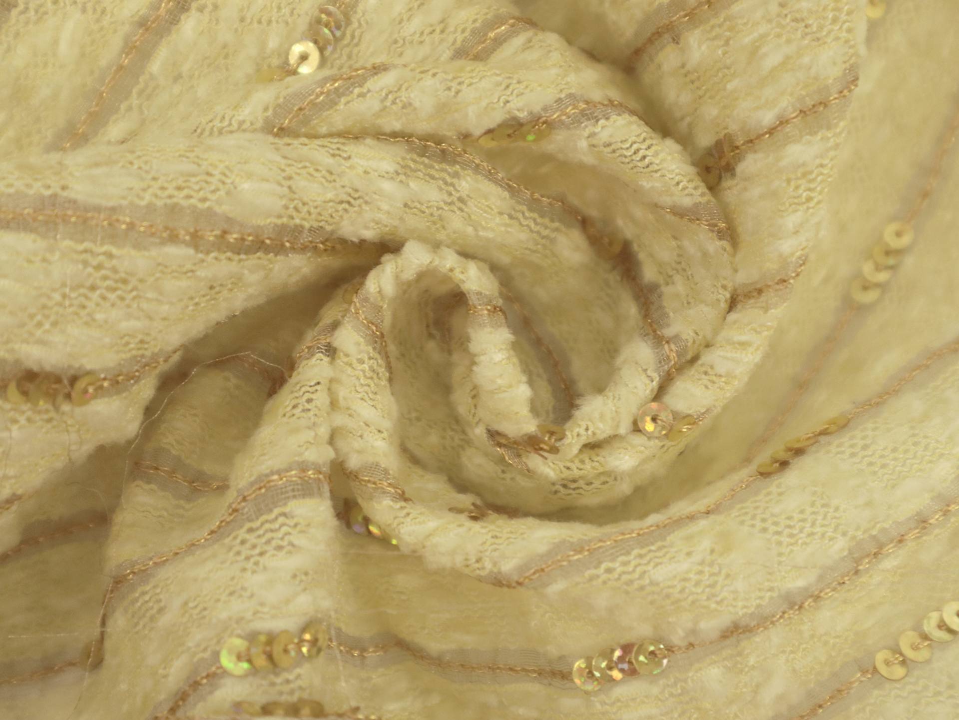 Sequined Silk and Rayon Chenille in Straw