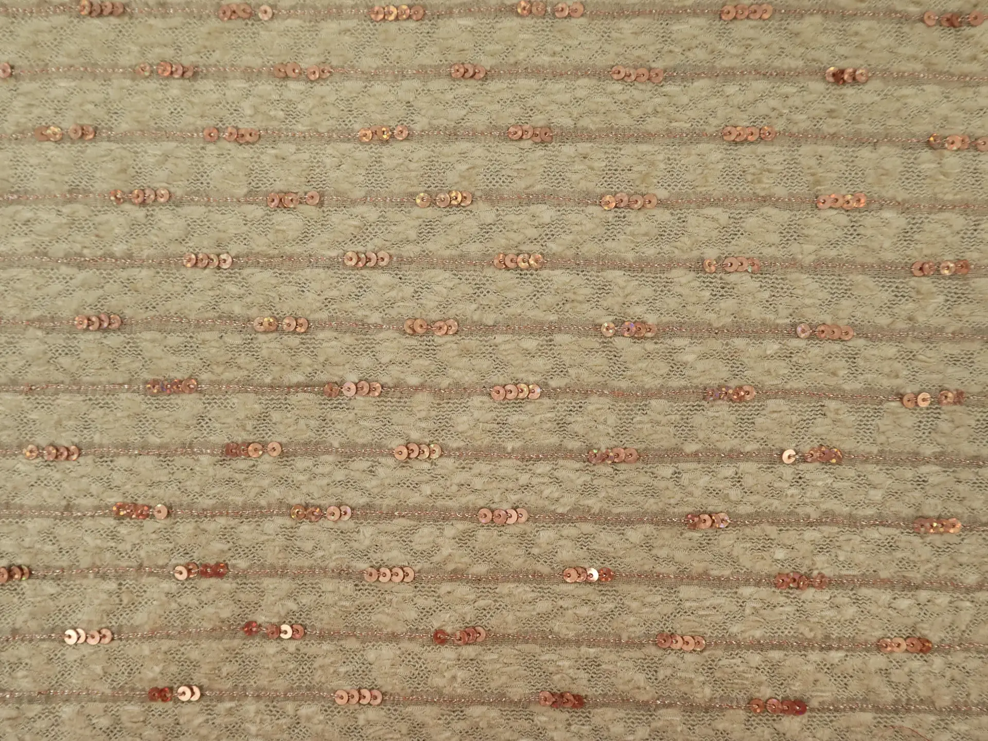 Sequined Silk and Rayon Chenille in Champagne and Copper