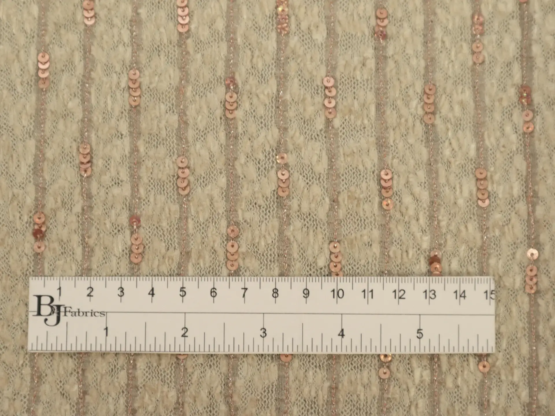 Sequined Silk and Rayon Chenille in Champagne and Copper