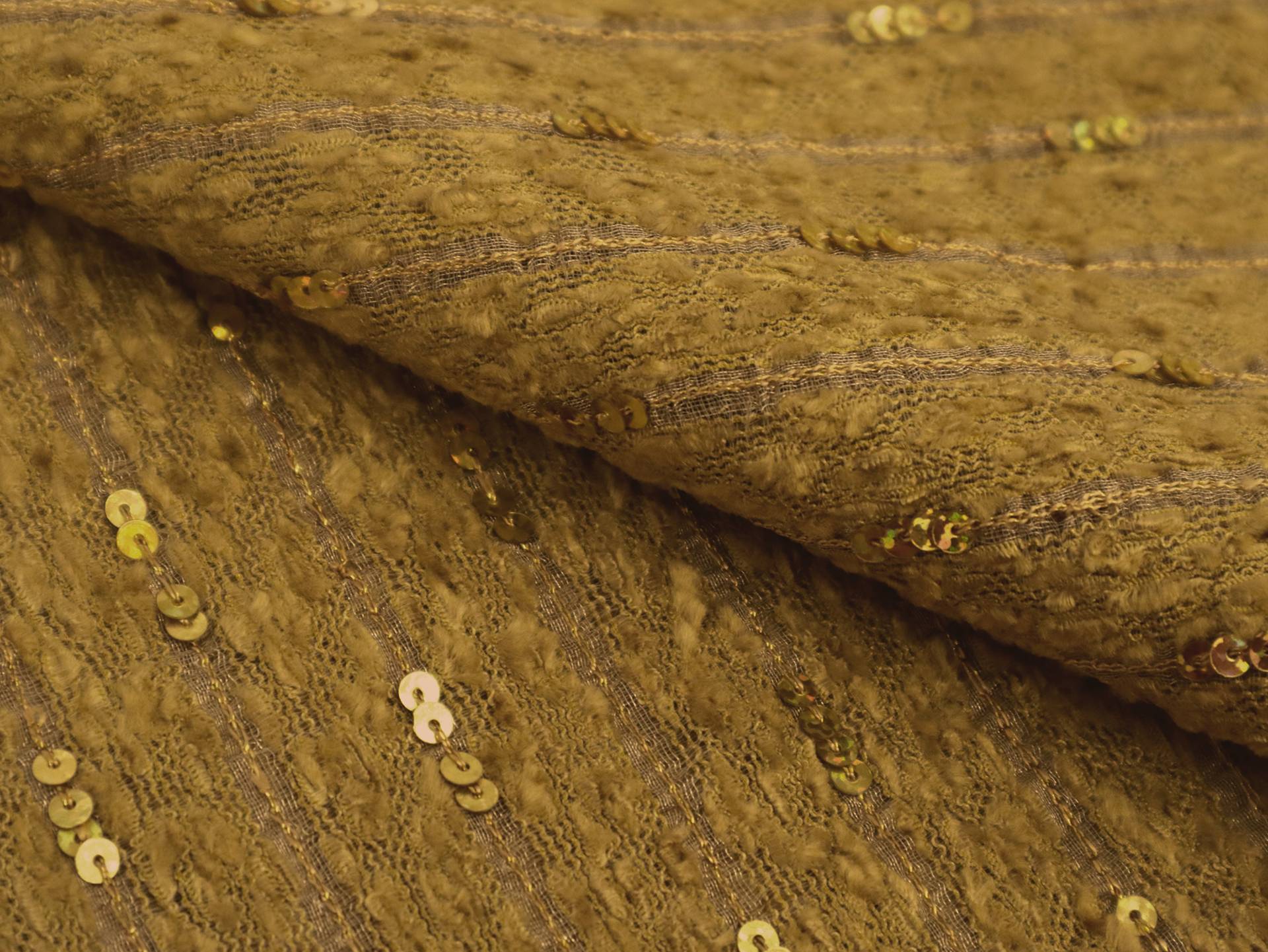 Sequined Silk and Rayon Chenille in Mustard