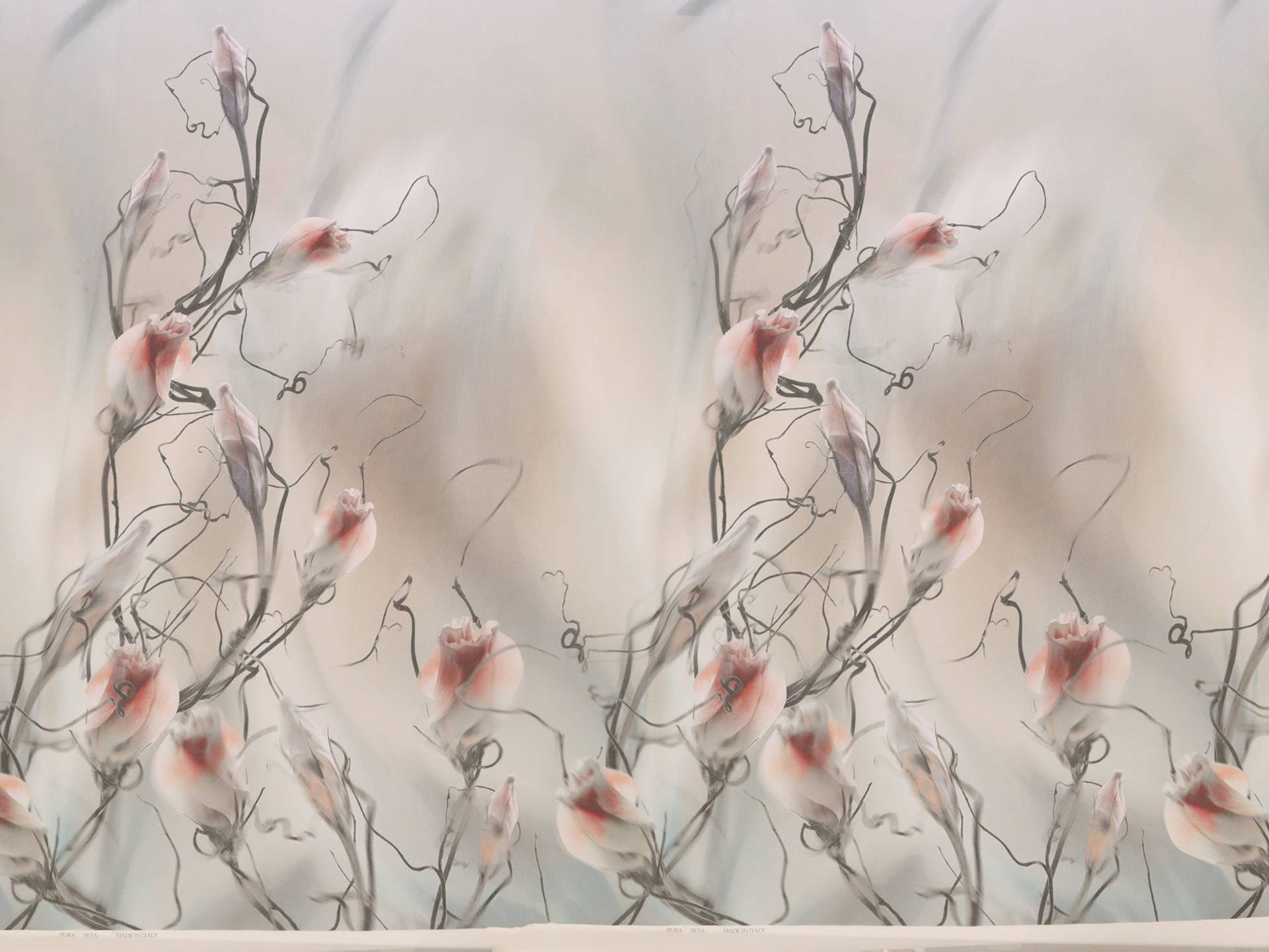 Printed Silk Organza with Budding Florals