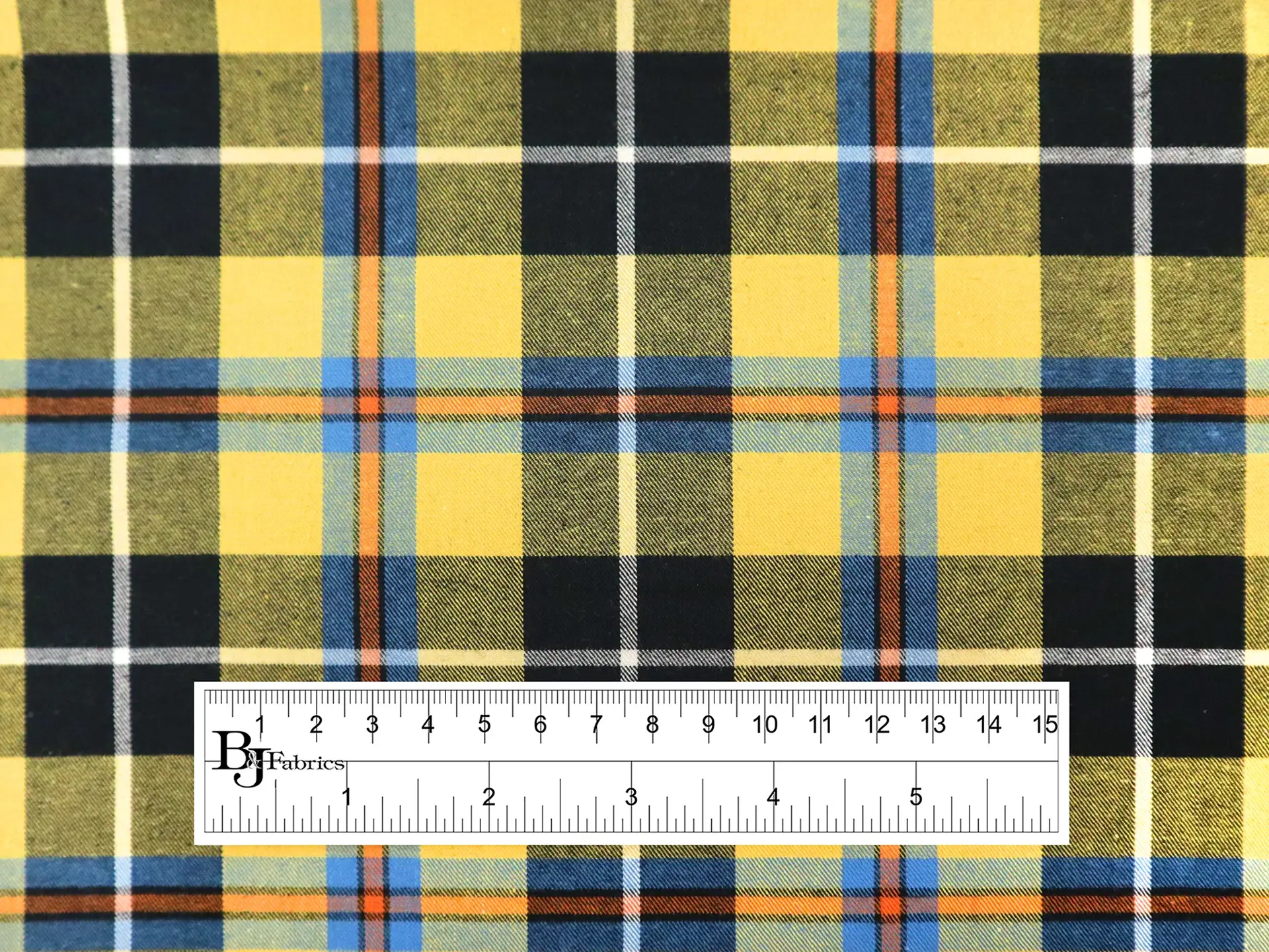 Japanese Cotton Twill Plaid in Yellow Blue