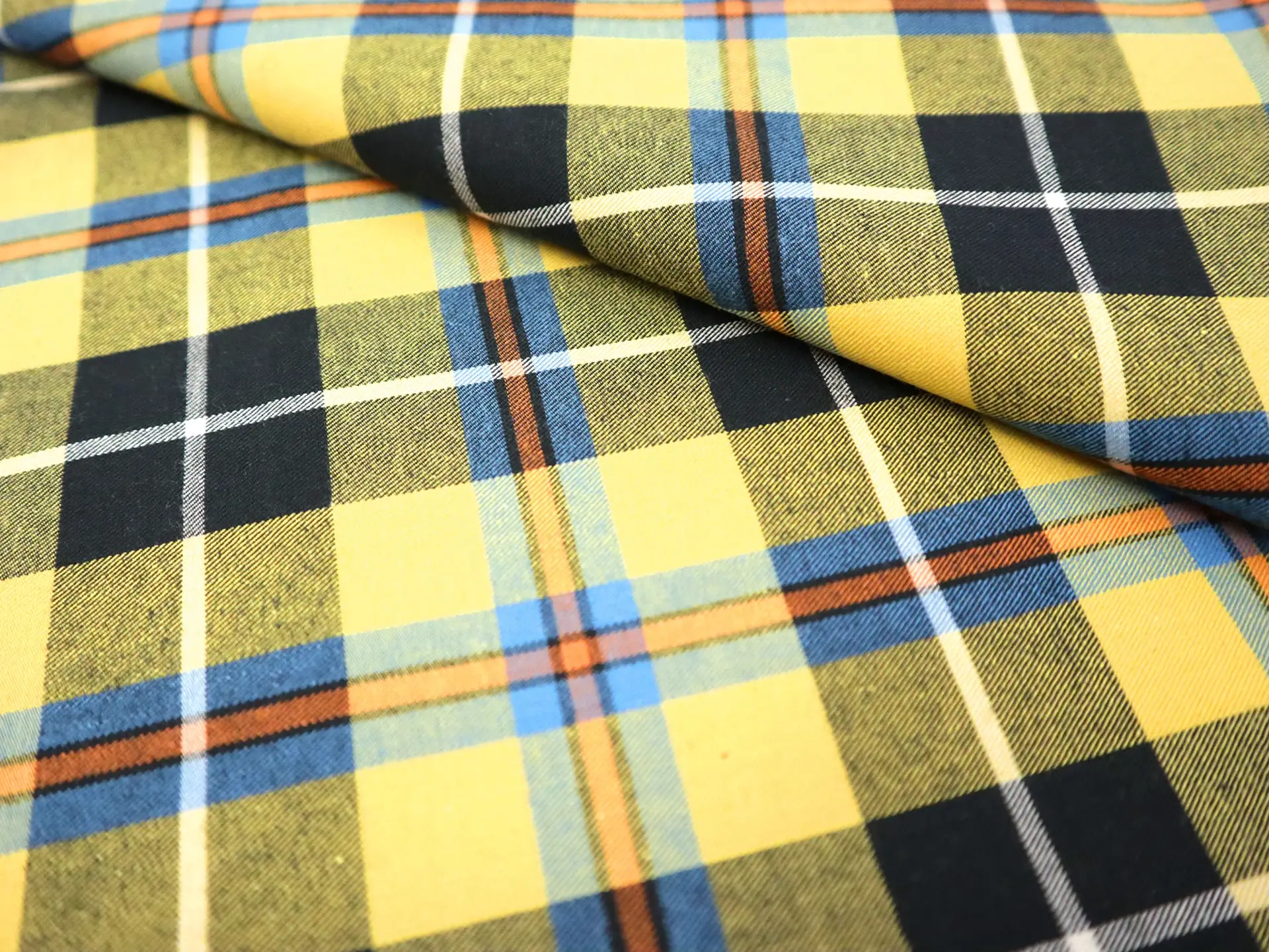 Japanese Cotton Twill Plaid in Yellow Blue