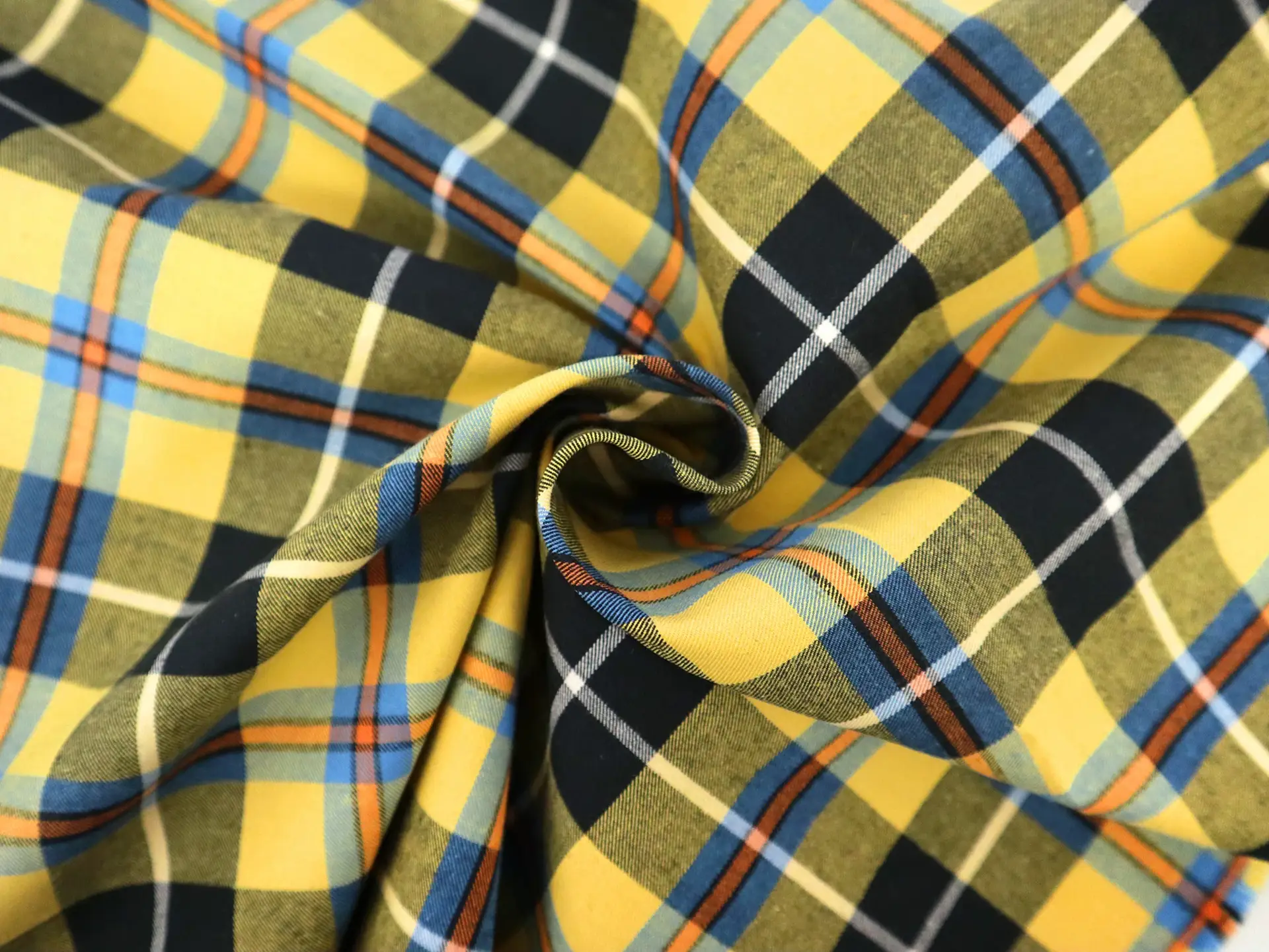 Japanese Cotton Twill Plaid in Yellow Blue