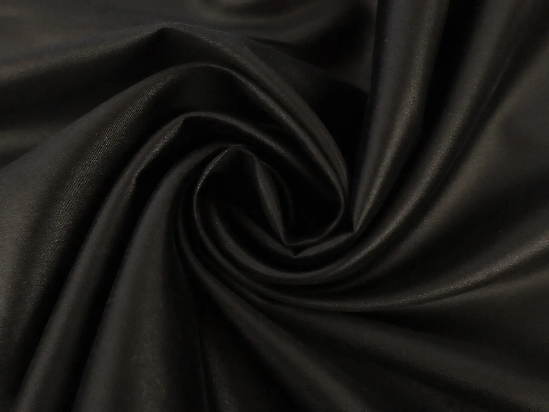Lacquered Silk and Lycra Charmeuse in Black