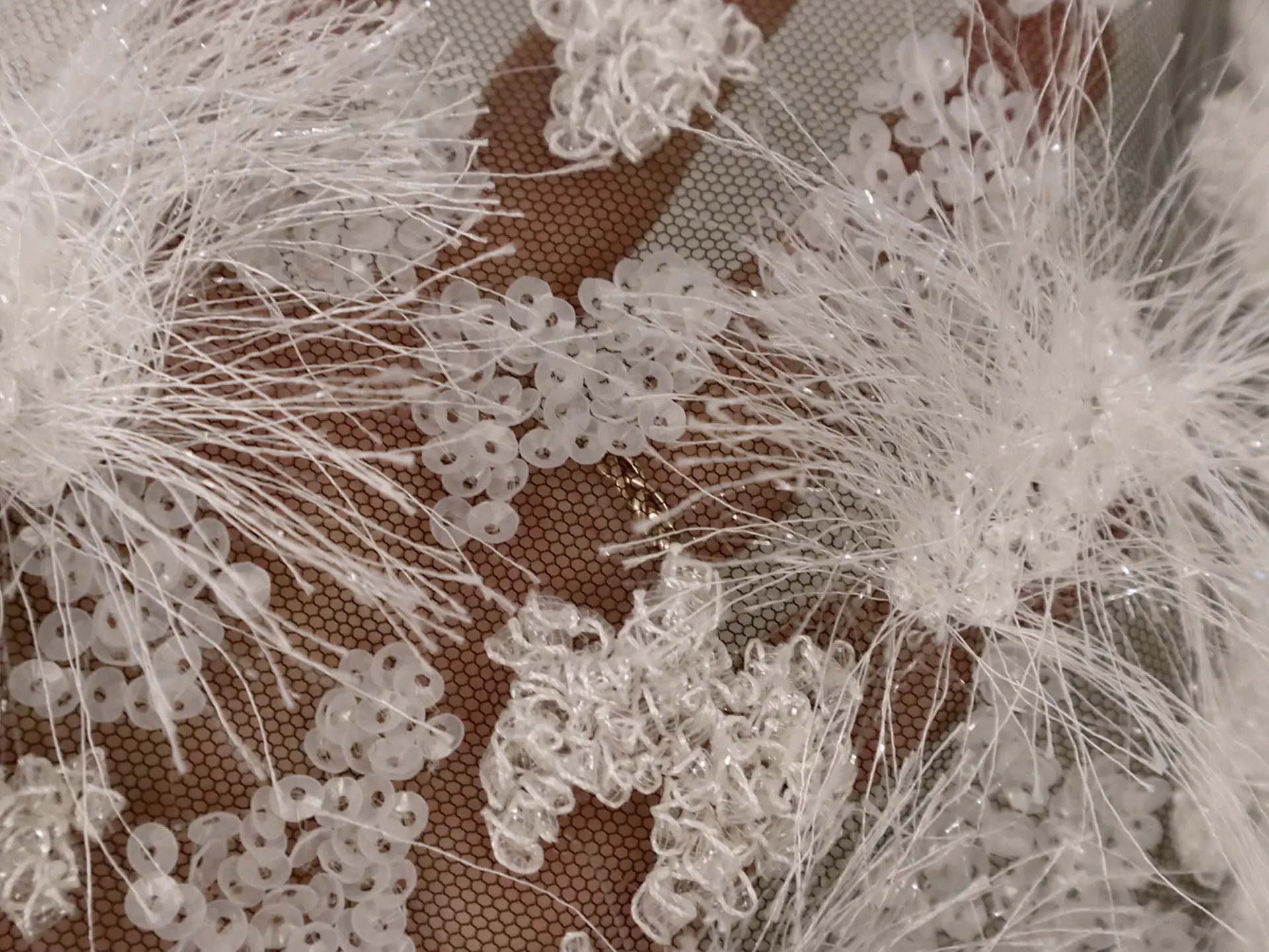 Fringe Flowers and Sequins on Tulle