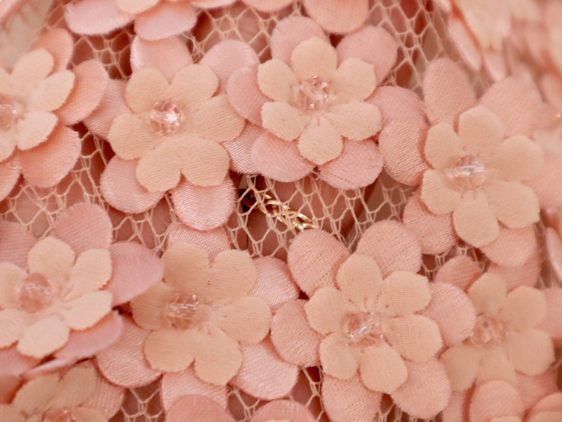 Mini Floral Appliqués on Netting in Cream