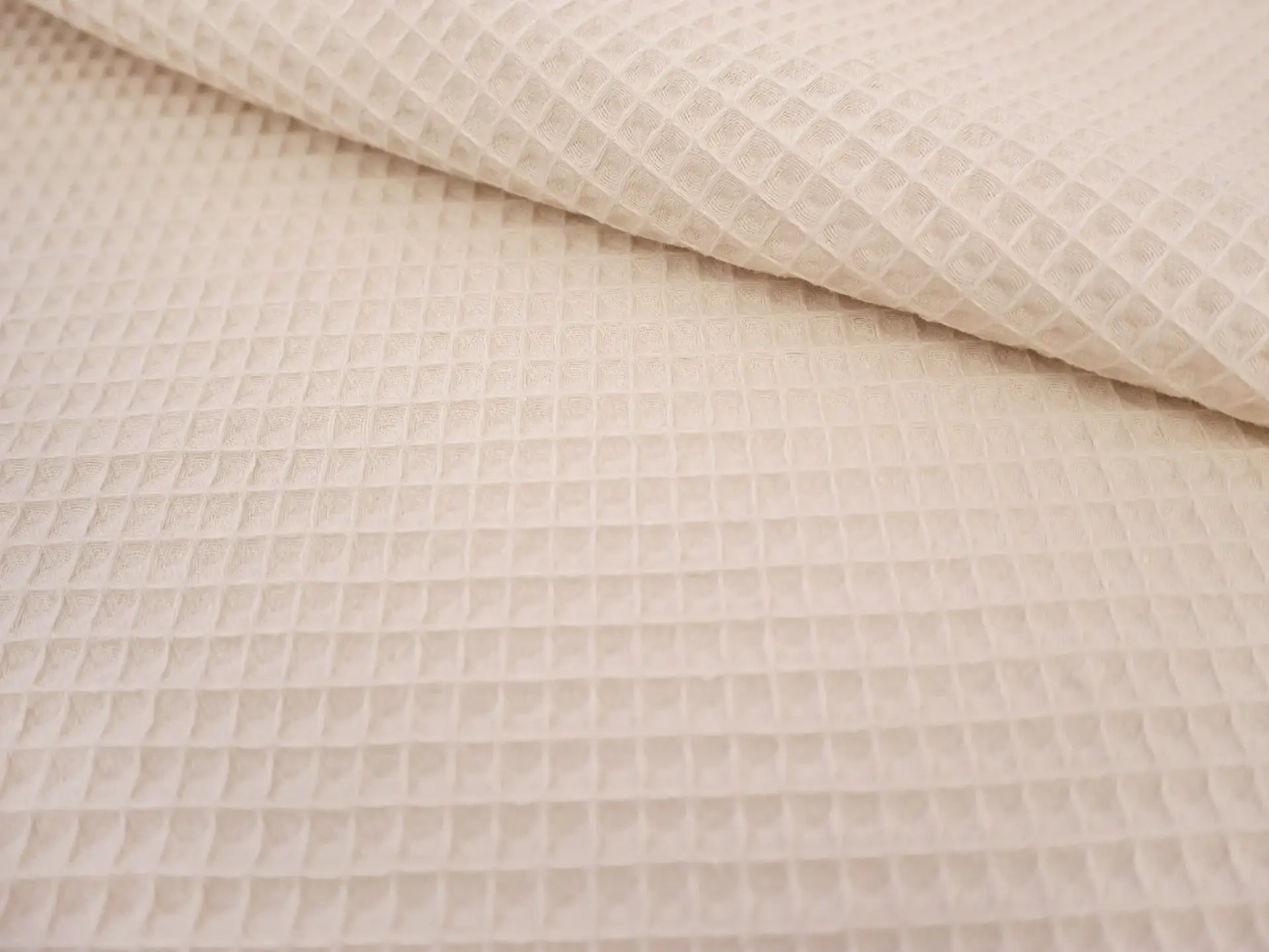 French Cotton Waffle Piqué in Ecru