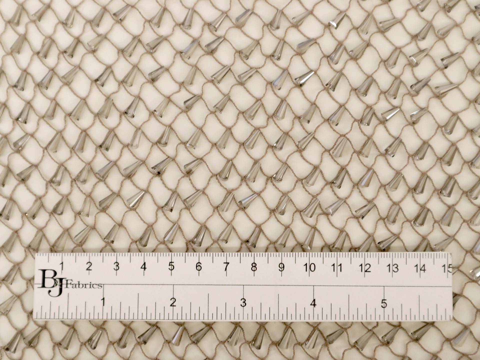 Novelty Netting with Cone-Shaped Beads in Ochre and Ivory