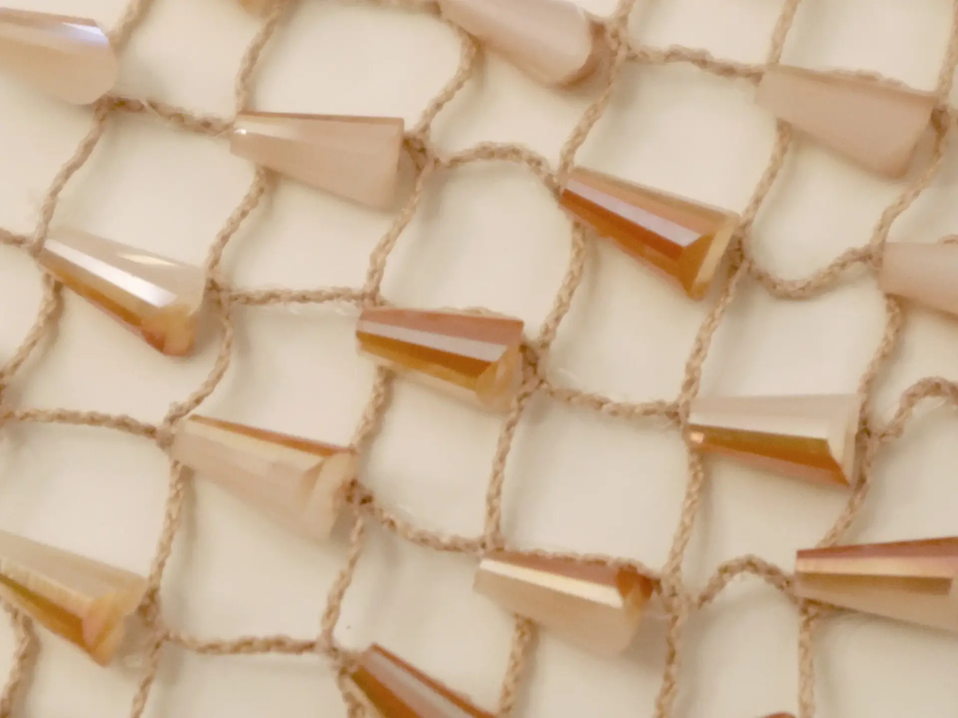 Novelty Netting with Cone-Shaped Beads in Ochre and Ivory