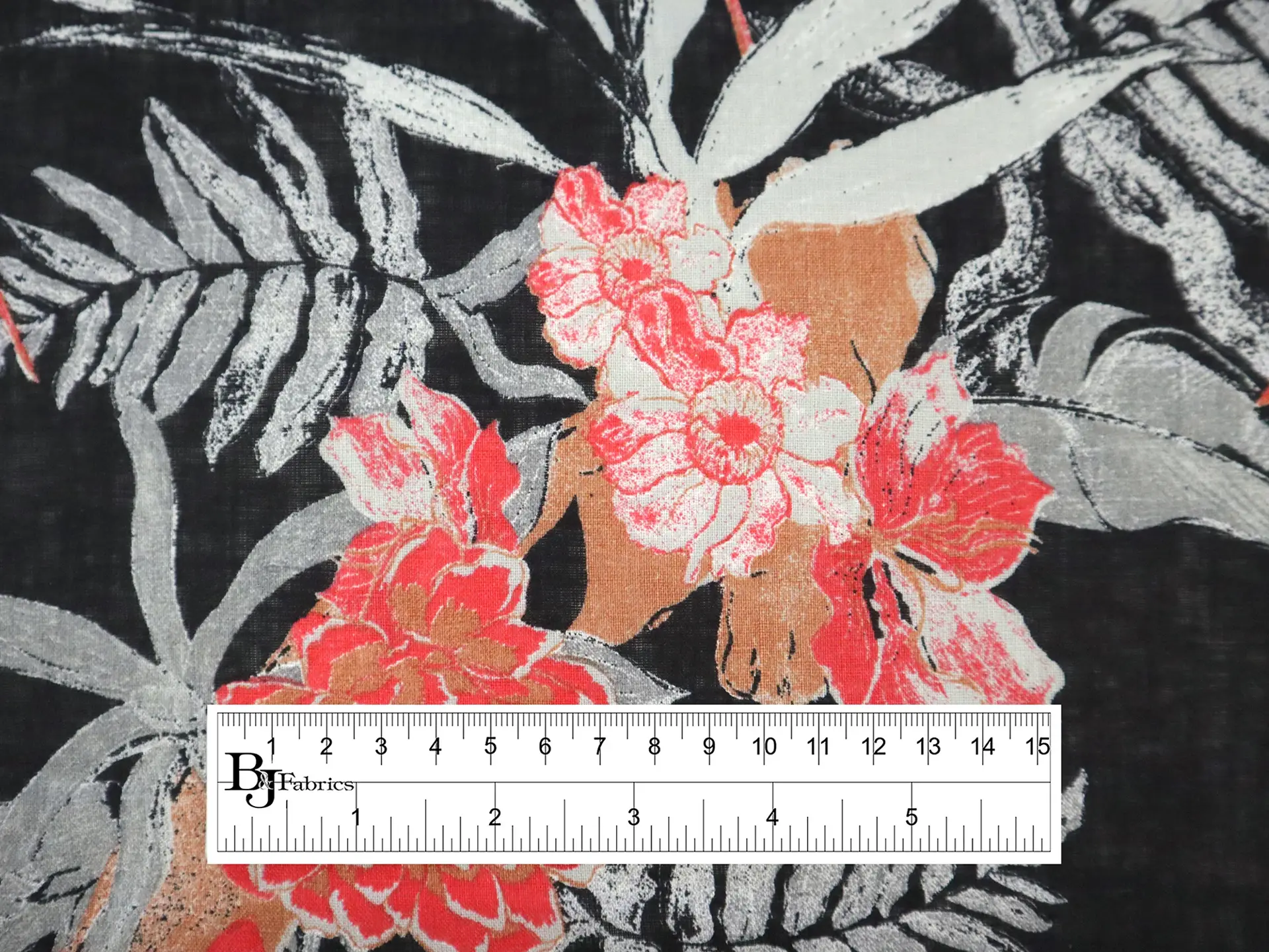 Handkerchief Linen with Tropical Botanical Print