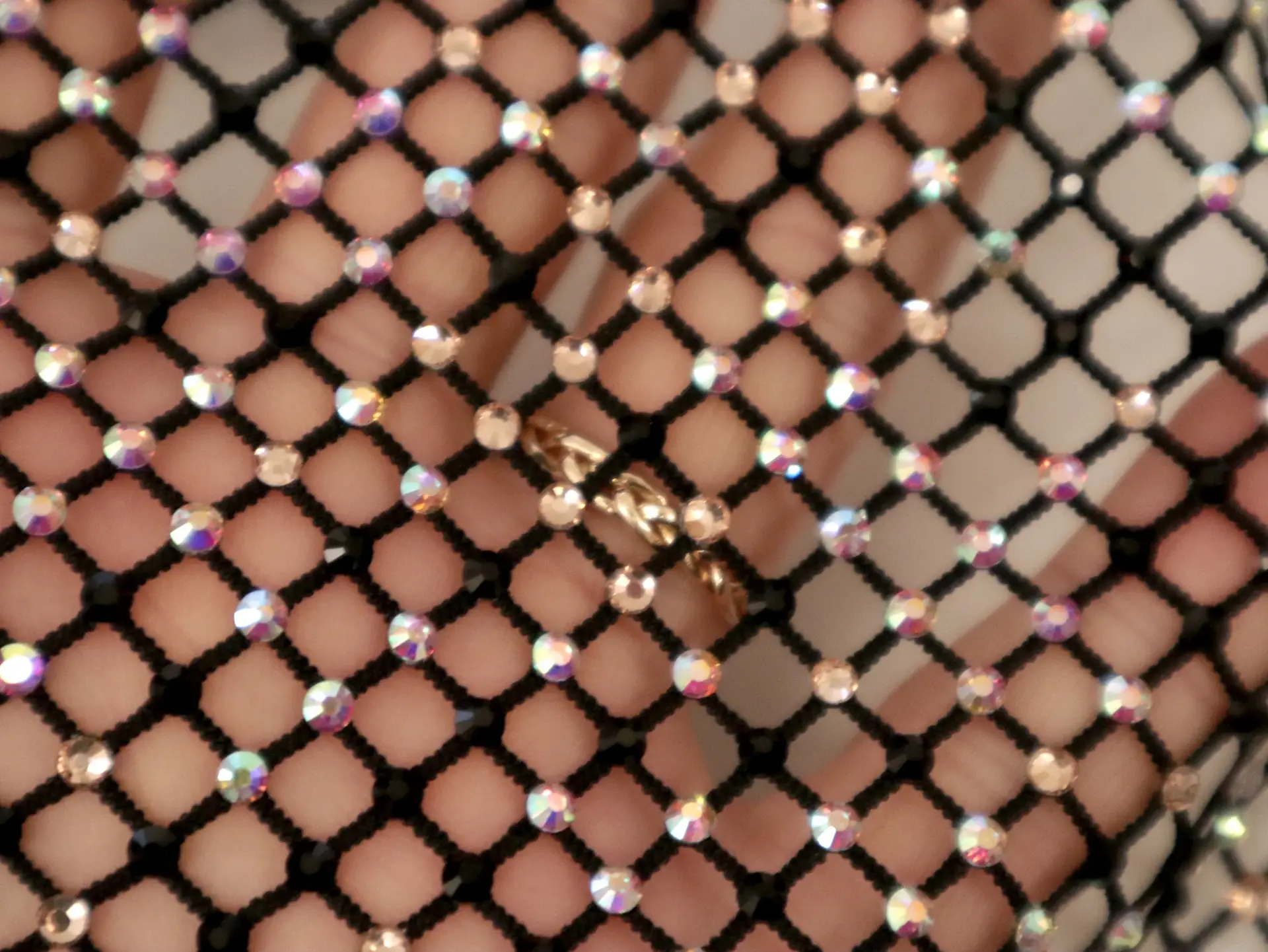Black & Iridescent Crystals on Net