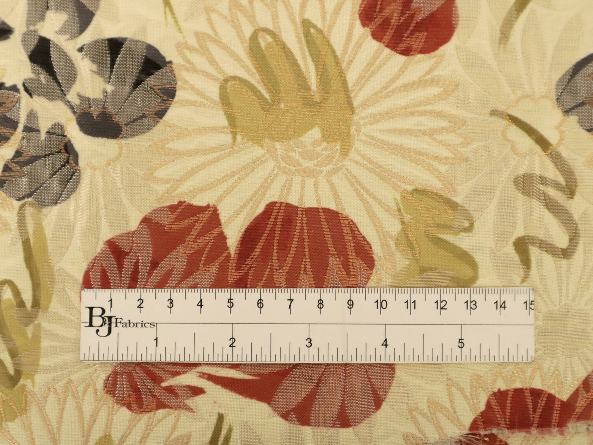 Printed Metallic Brocade with Florals