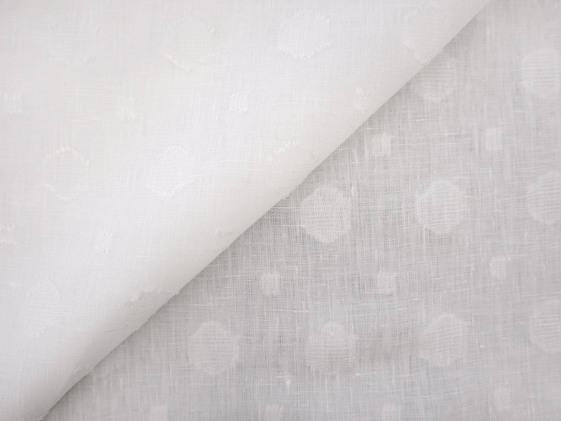 Linen with Fil Coupé Dots in White