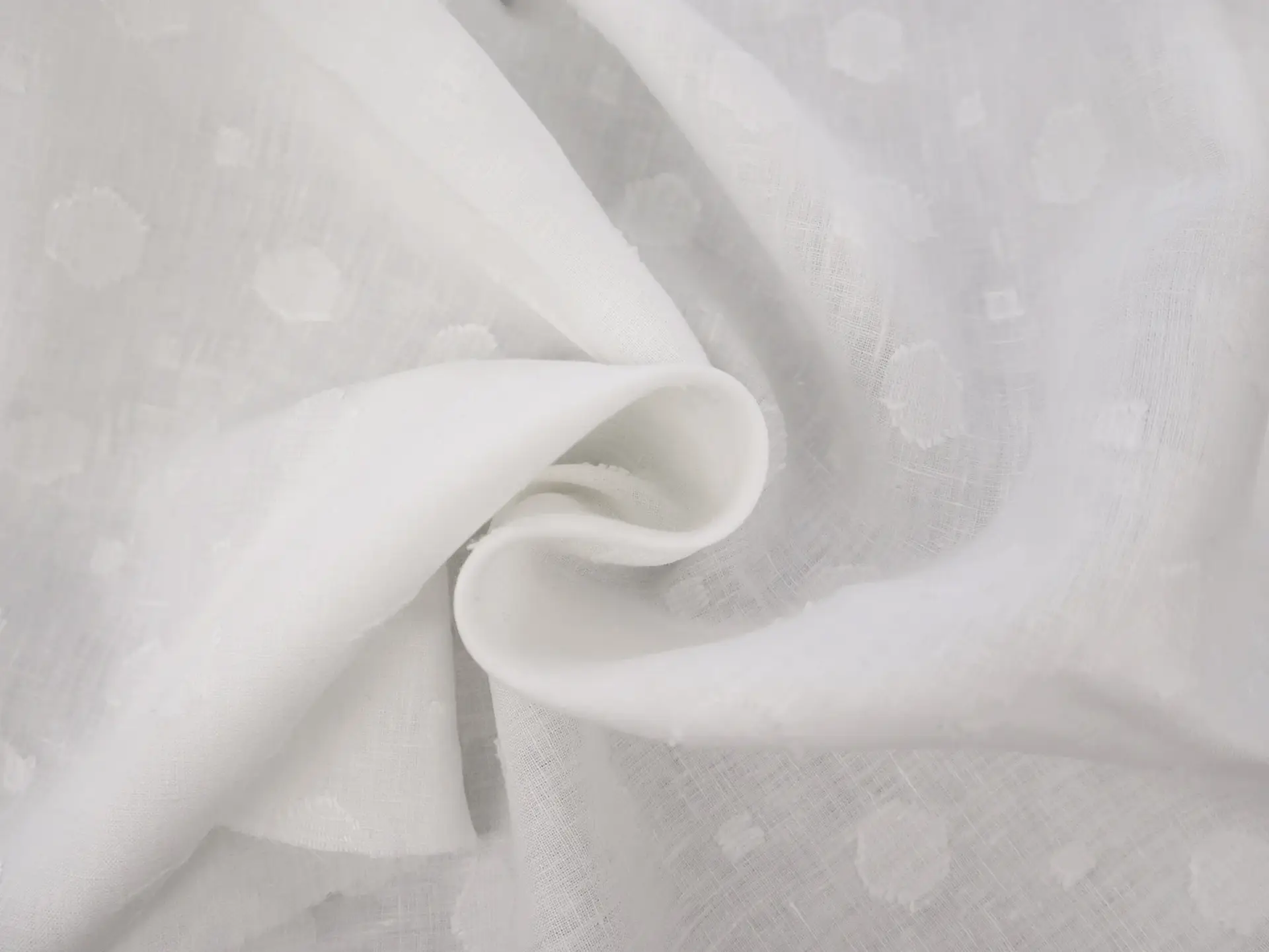 Linen with Fil Coupé Dots in White