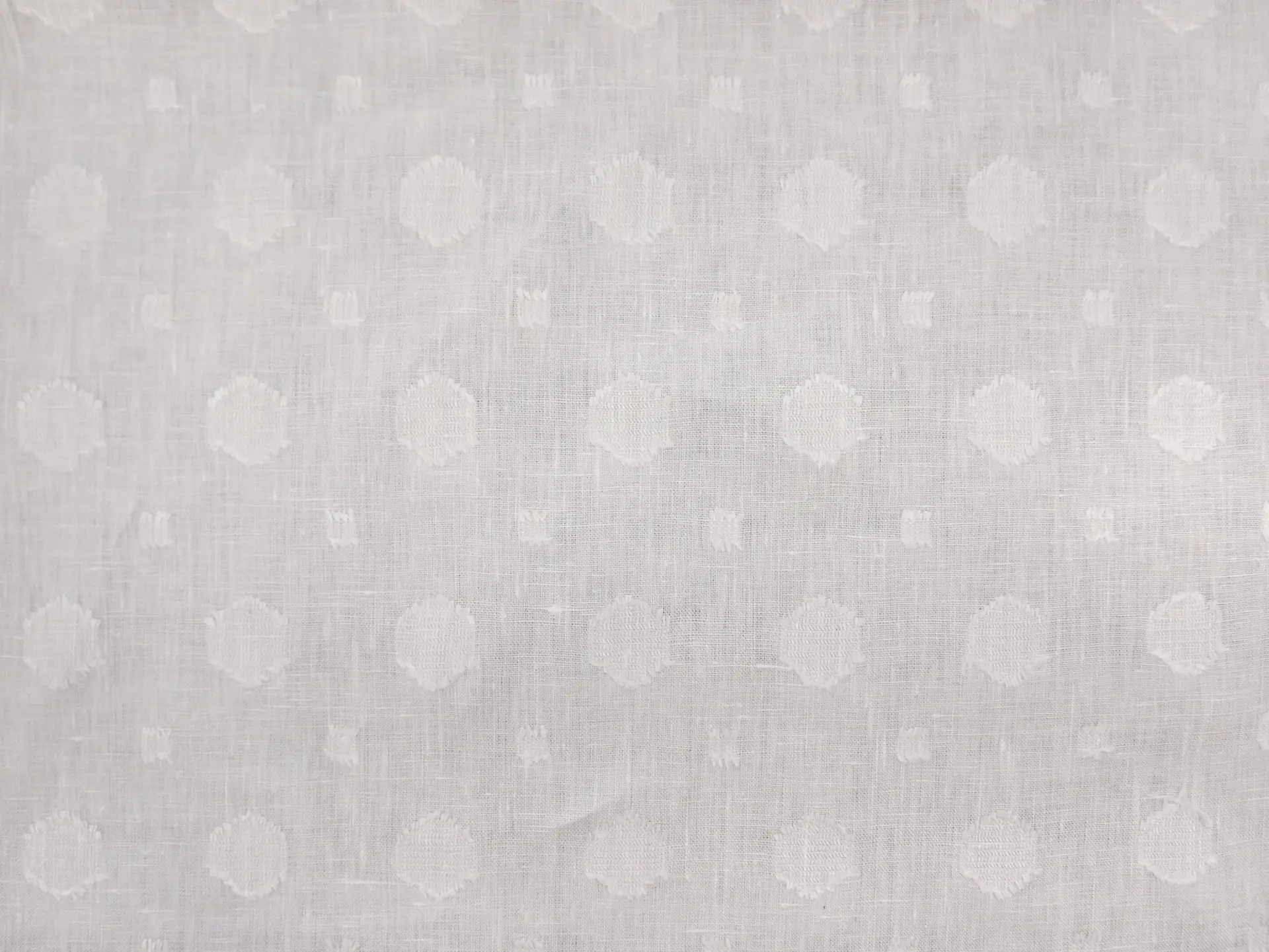Linen with Fil Coupé Dots in White