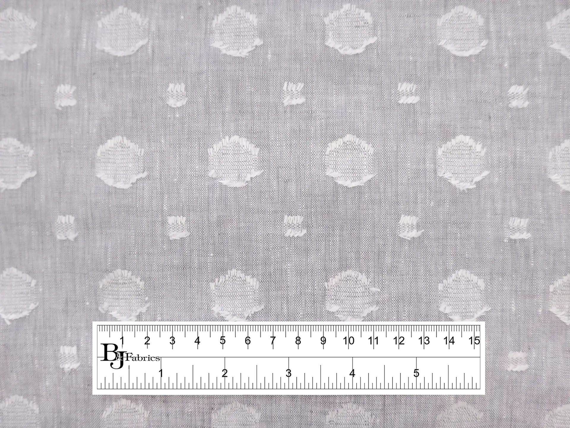 Linen with Fil Coupé Dots in Silver