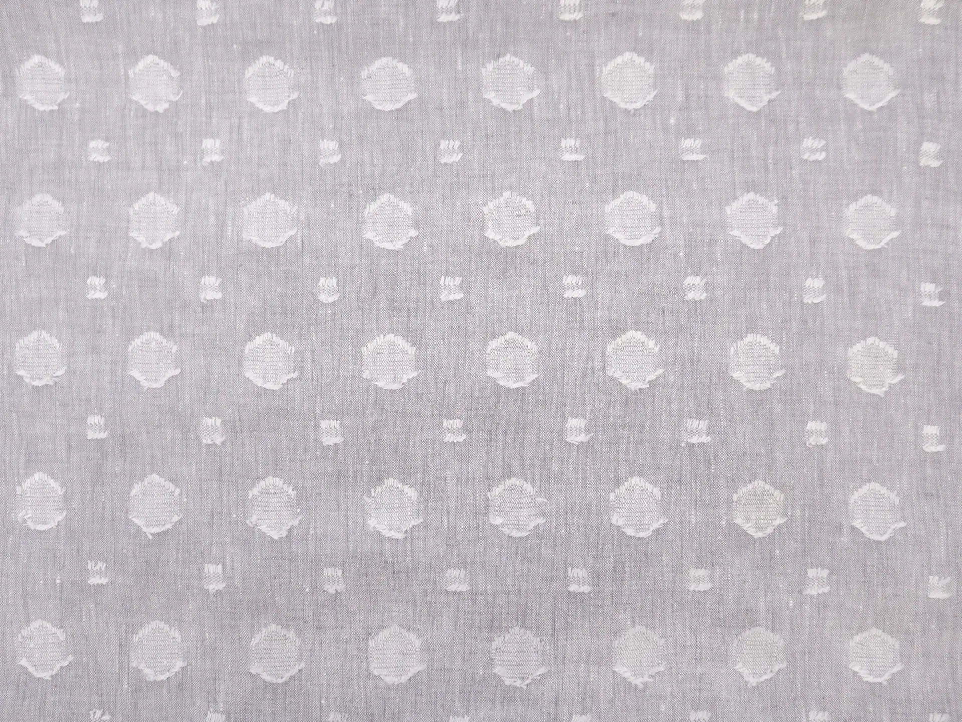 Linen with Fil Coupé Dots in Silver