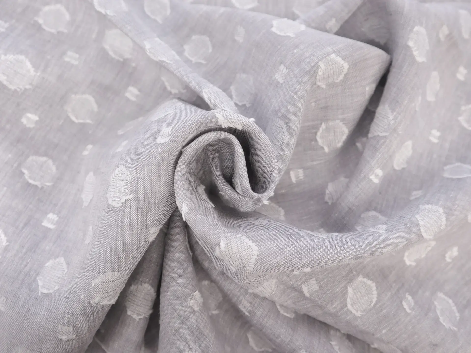 Linen with Fil Coupé Dots in Silver