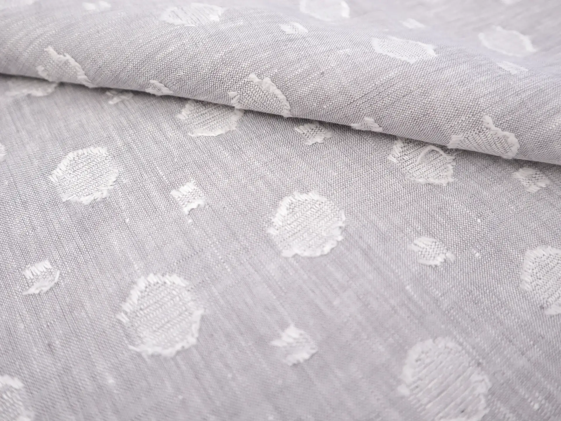 Linen with Fil Coupé Dots in Silver