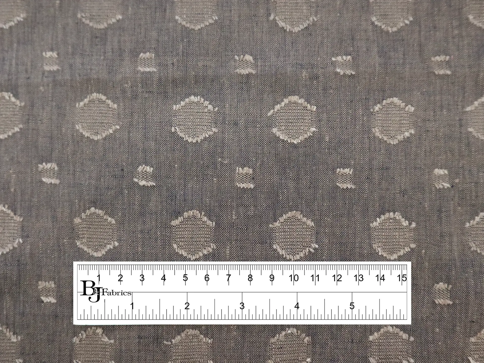 Linen with Fil Coupé Dots in Dark Flax