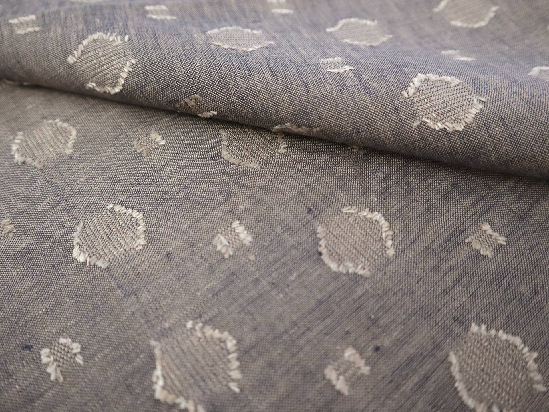 Linen with Fil Coupé Dots in Dark Flax