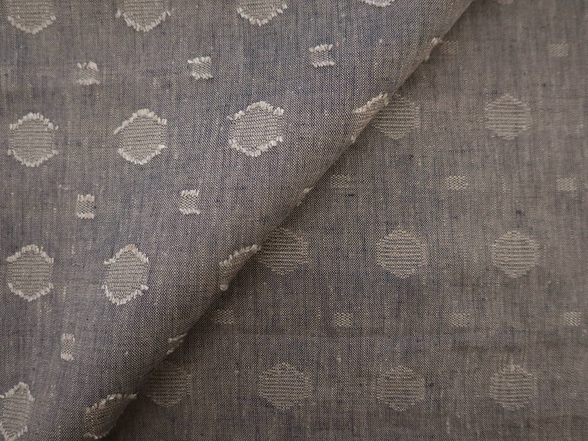 Linen with Fil Coupé Dots in Dark Flax