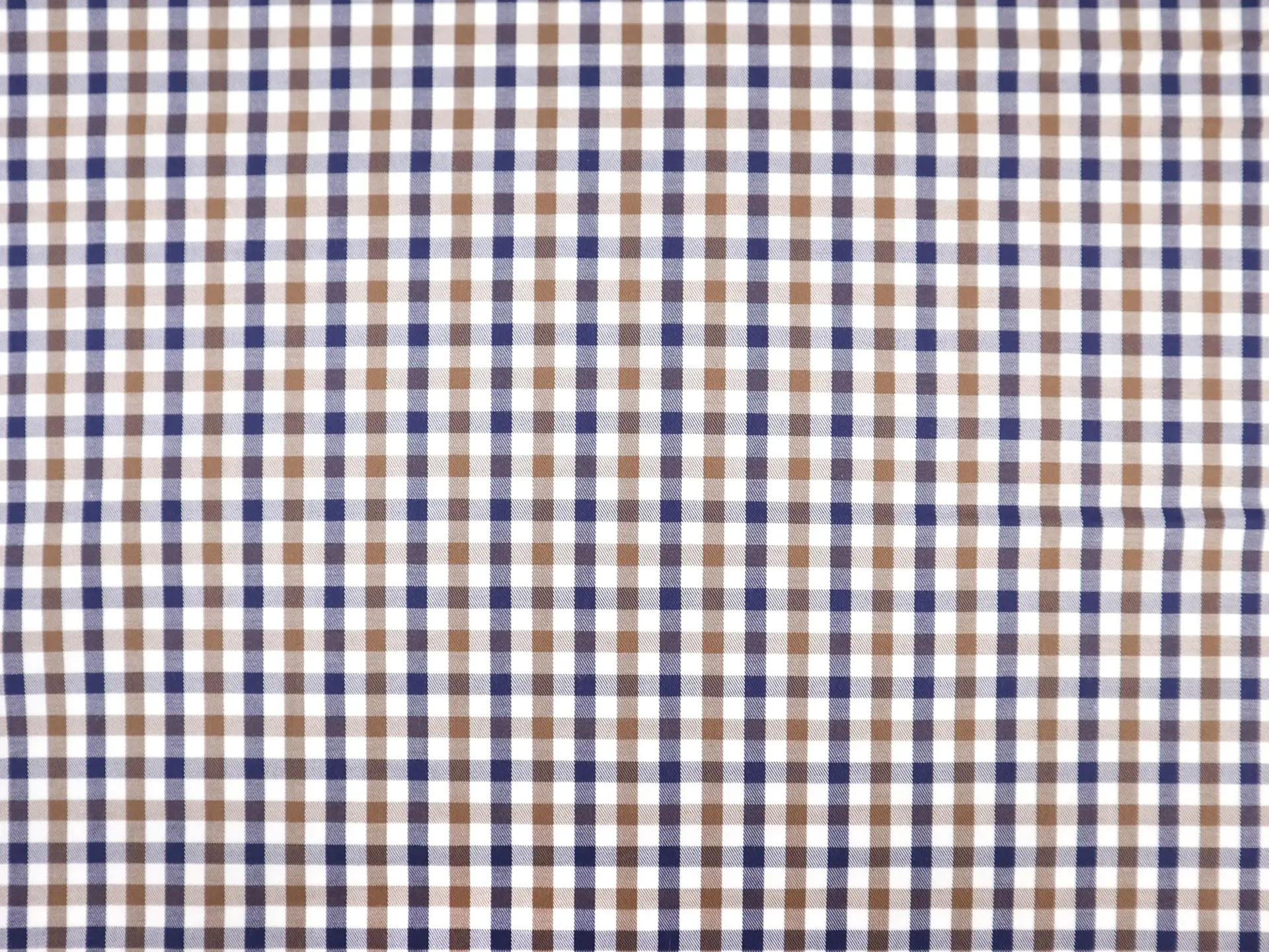 Cotton Twill Check Shirting in Brown & Navy