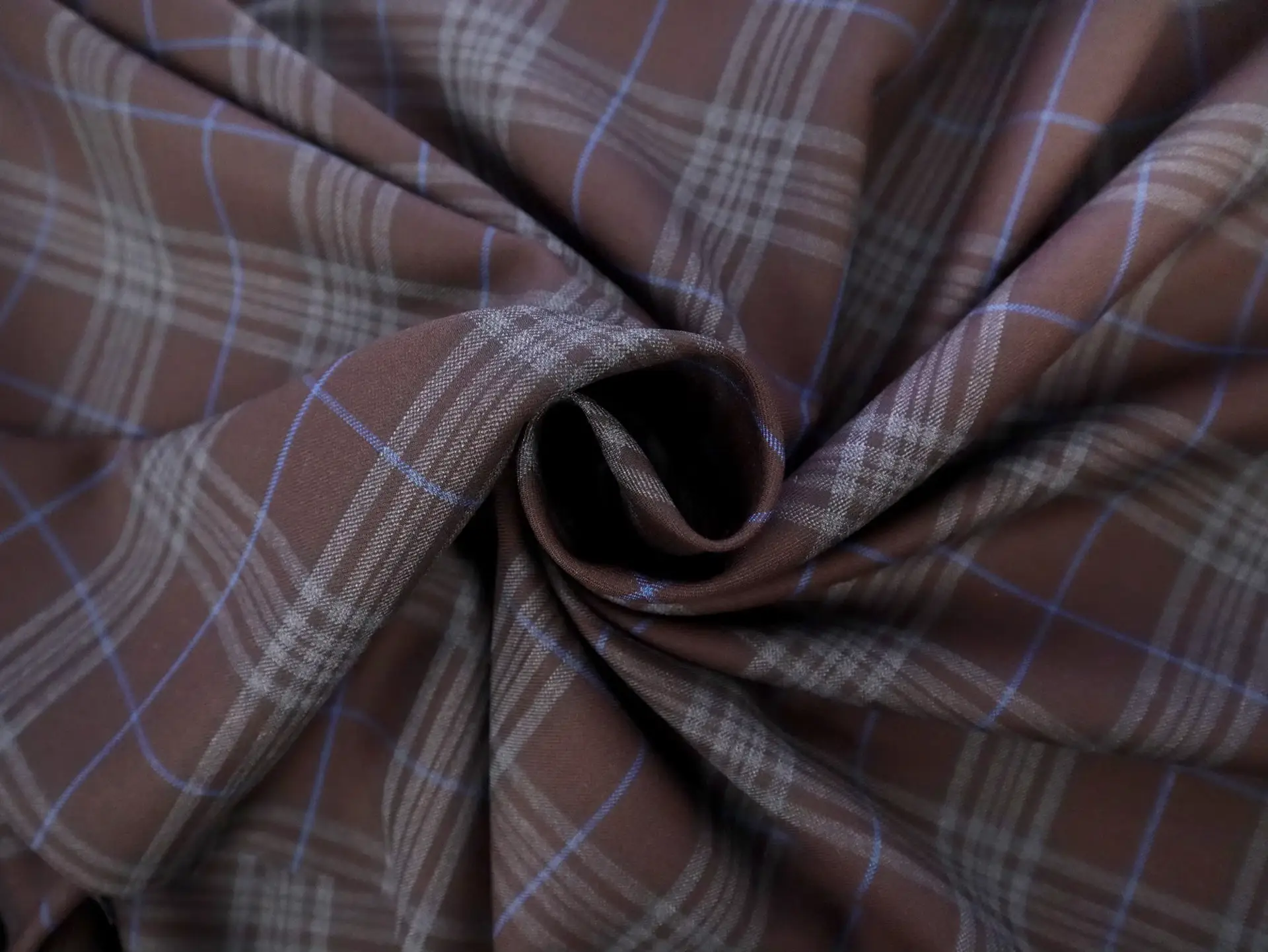 Italian Super 150's Wool Plaid Suiting in Tuscan Brown