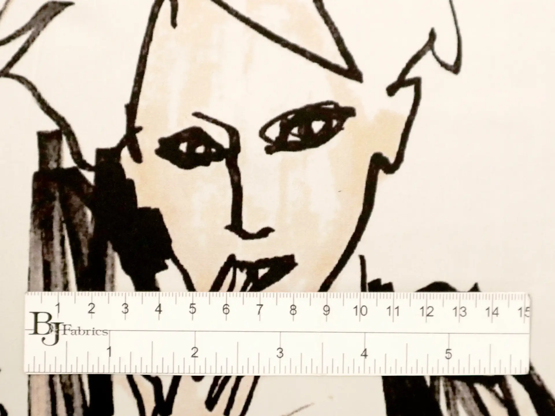 Printed Silk Charmeuse with Illustrated Faces