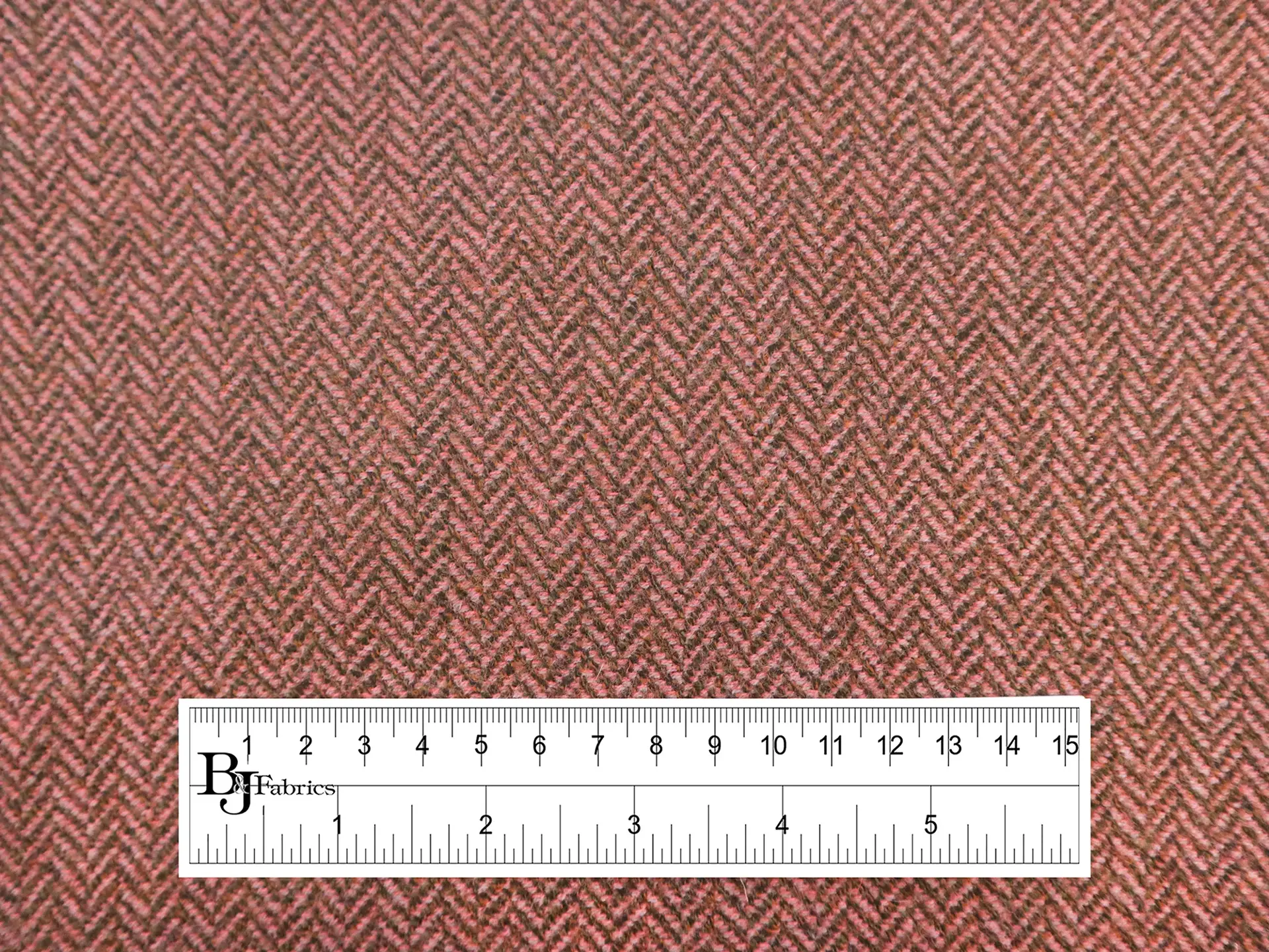 Fine Wool Herringbone in Salmon & Brown