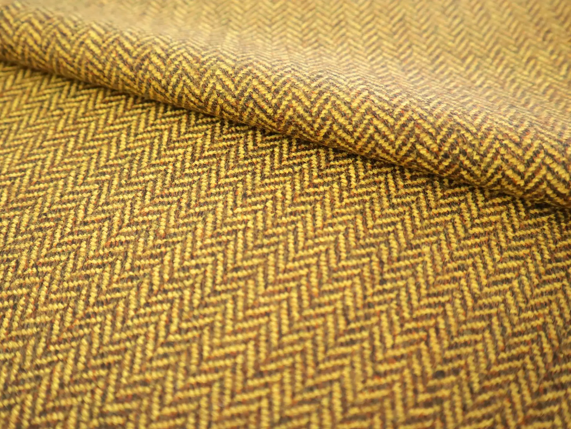 Austrian Wool Herringbone in Marigold Brown