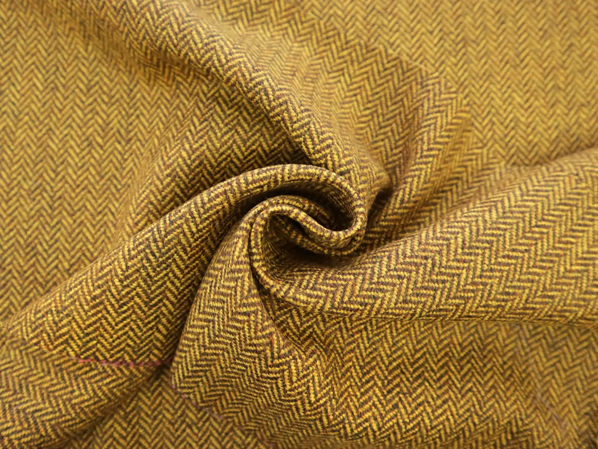 Austrian Wool Herringbone in Marigold Brown