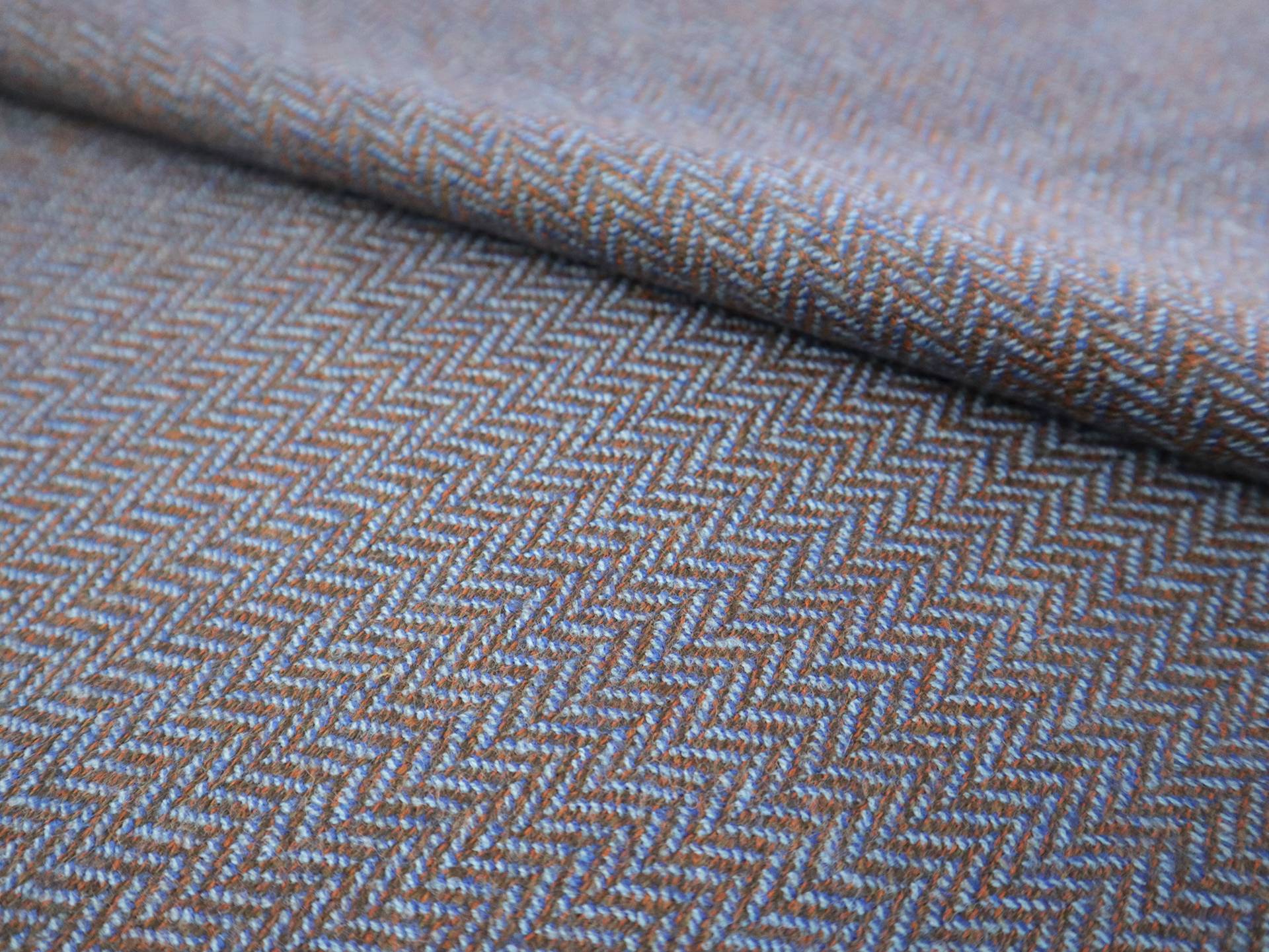 Fine Wool Herringbone in Blue & Brown