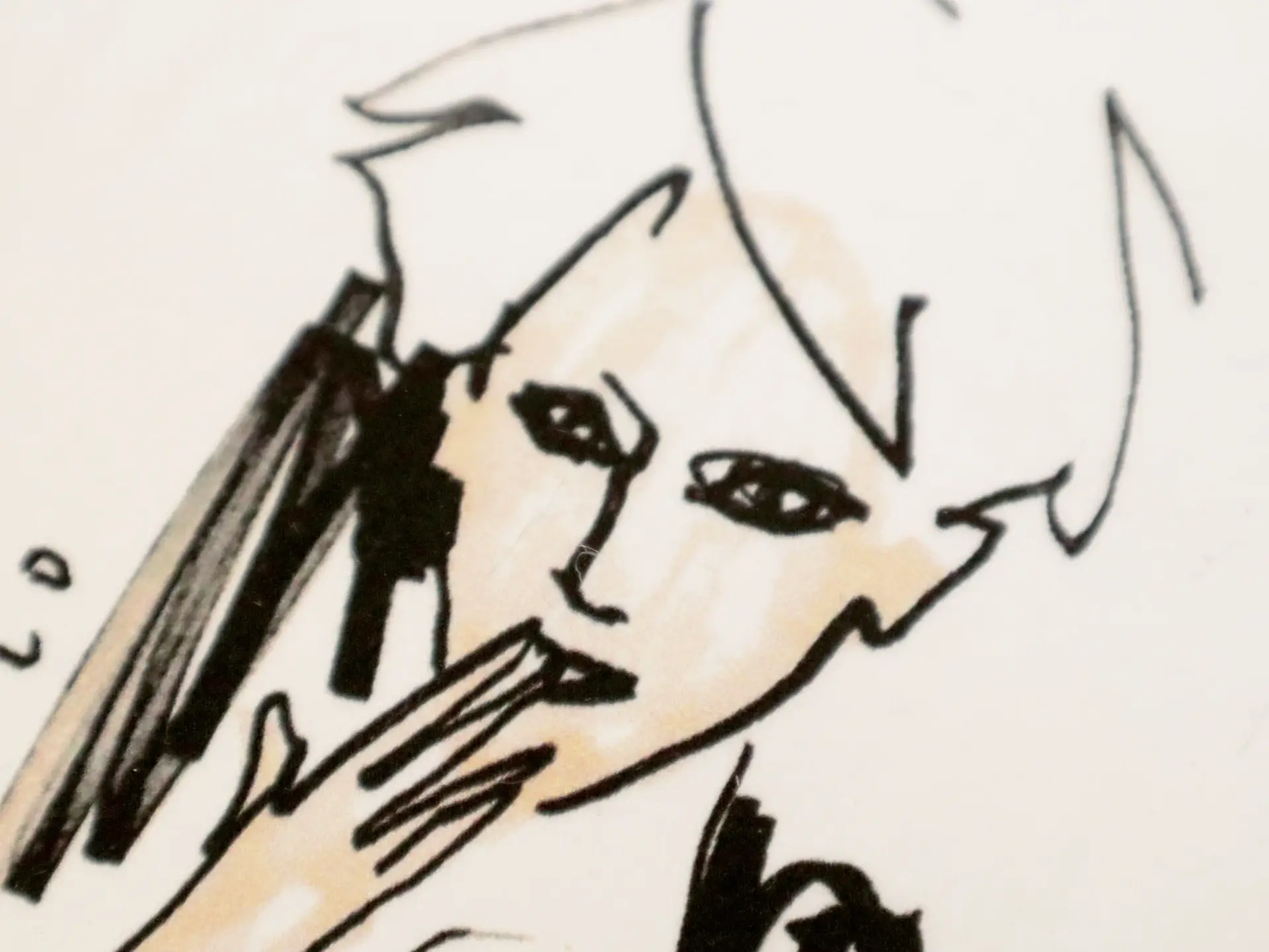 Printed Silk Charmeuse with Illustrated Faces Abstract in Human Face