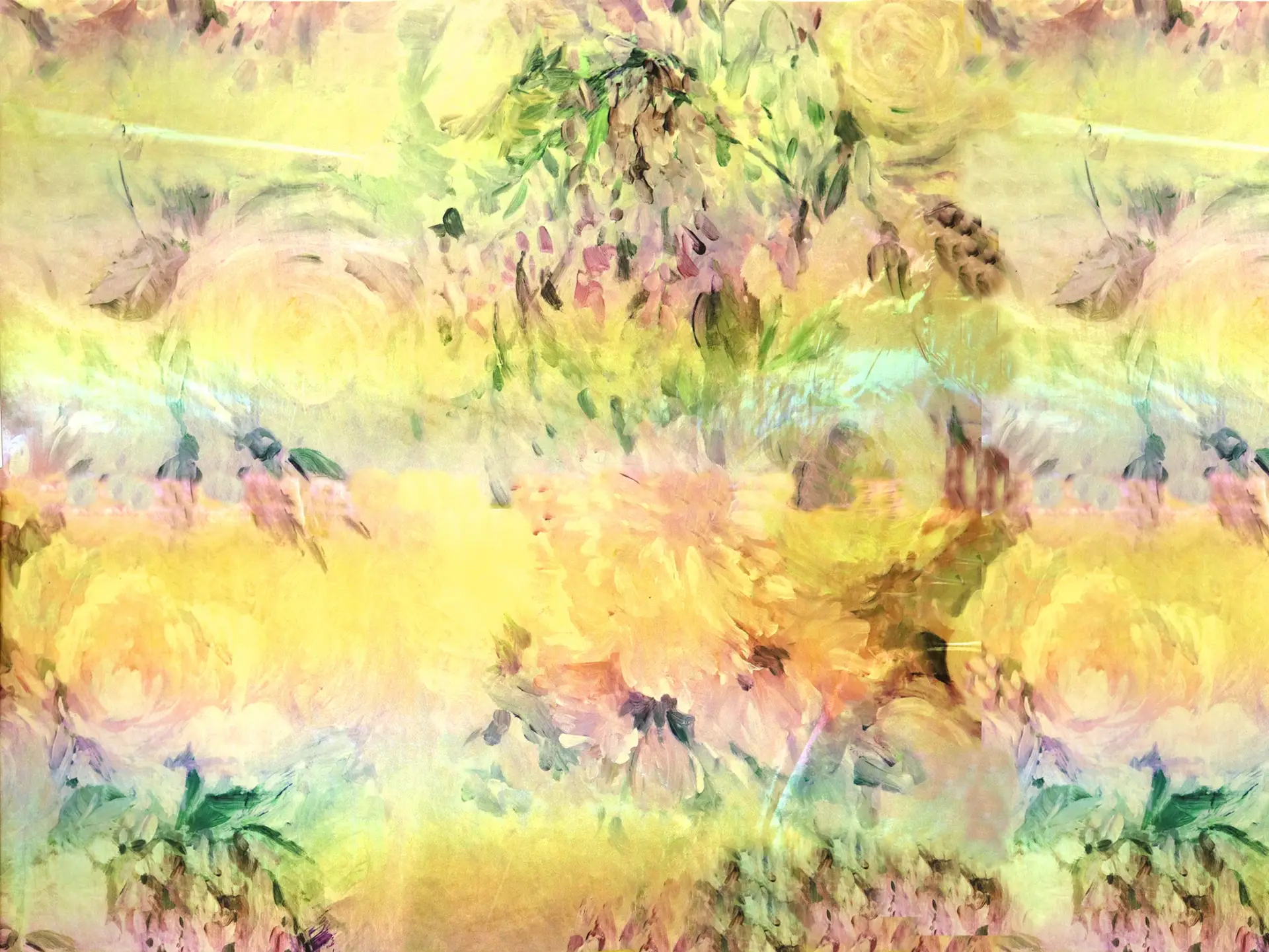 Nylon Ciré with Large Iridescent Florals in Yellow