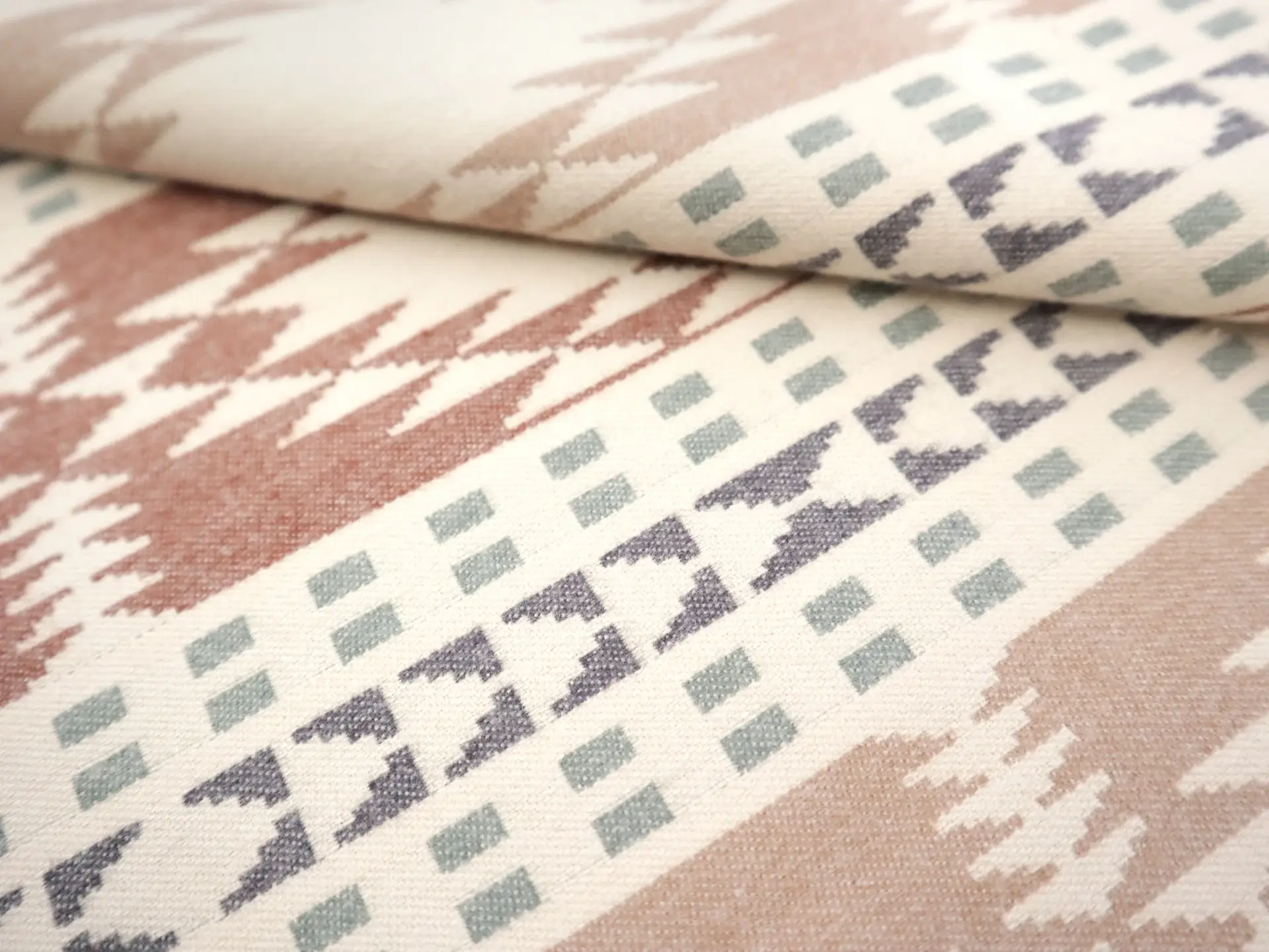 Cotton Flannel with Taos Stripes in Burnt Umber Beige Sage