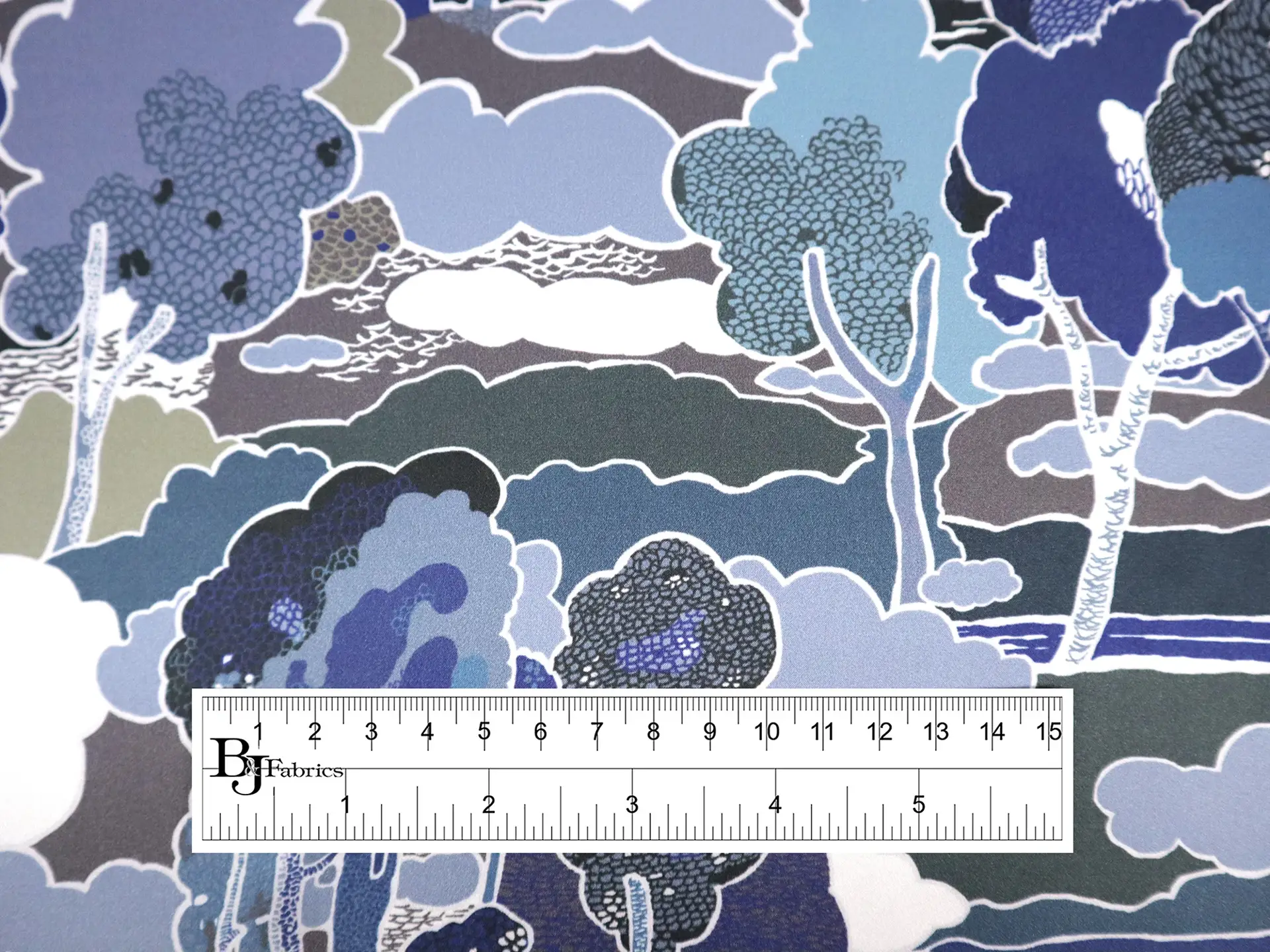 Liberty Silk Charmeuse with Trees & Clouds Print