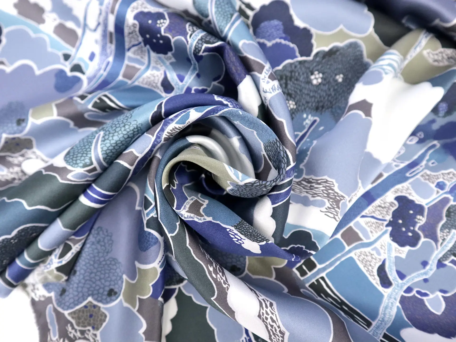 Liberty Silk Charmeuse with Trees & Clouds Print
