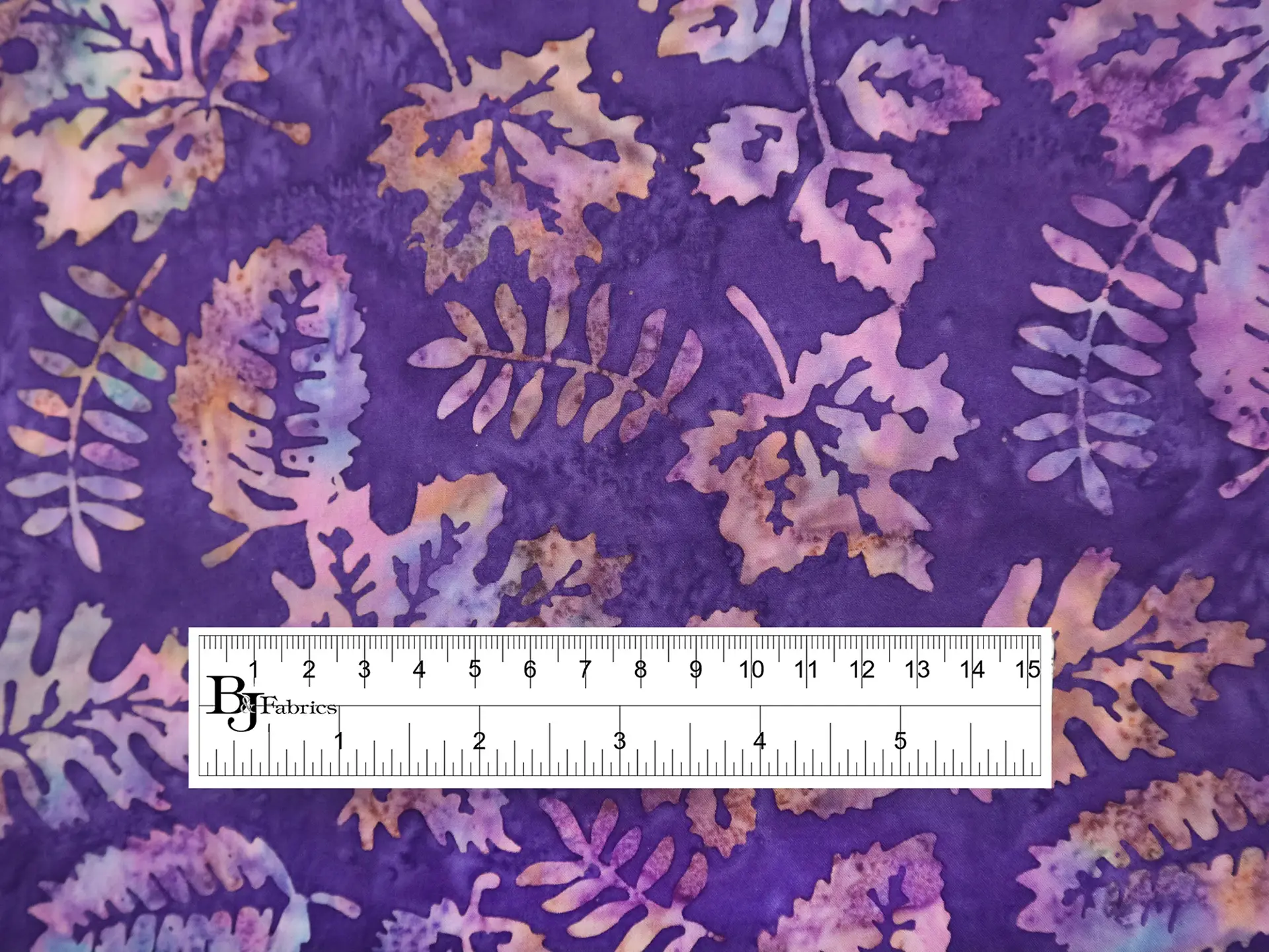 Cotton Batik with Purple Leaves