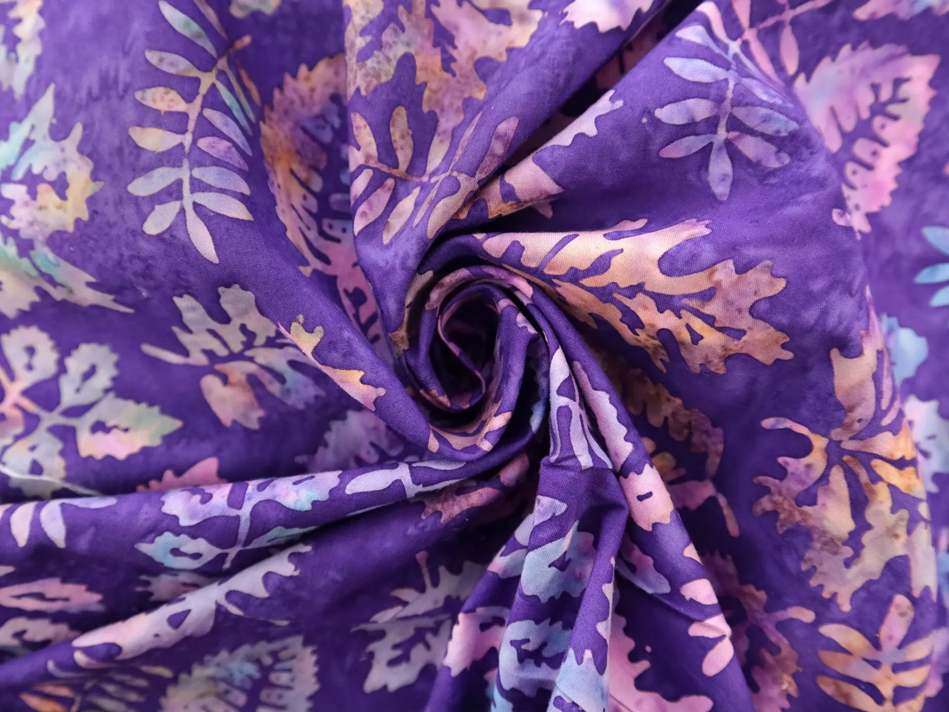 Cotton Batik with Purple Leaves