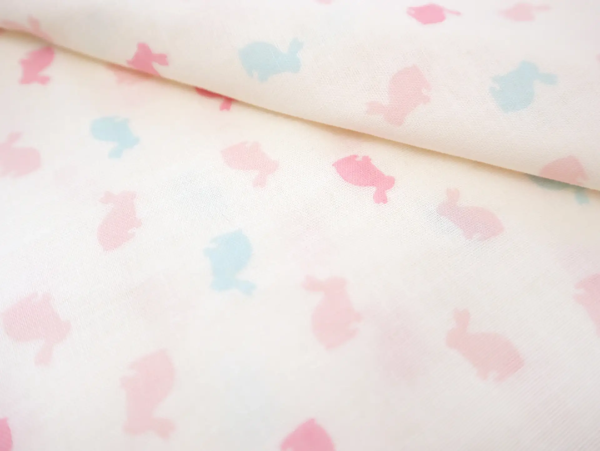Cotton Double Gauze with Pastel Bunnies Print