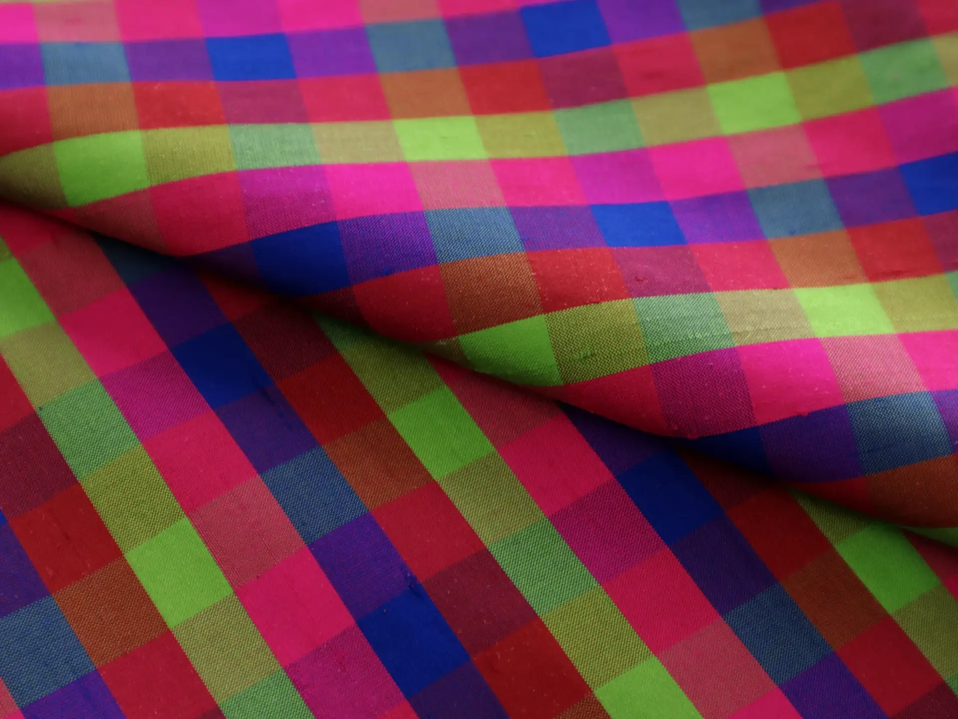 Gingham Pure Silk Shantung