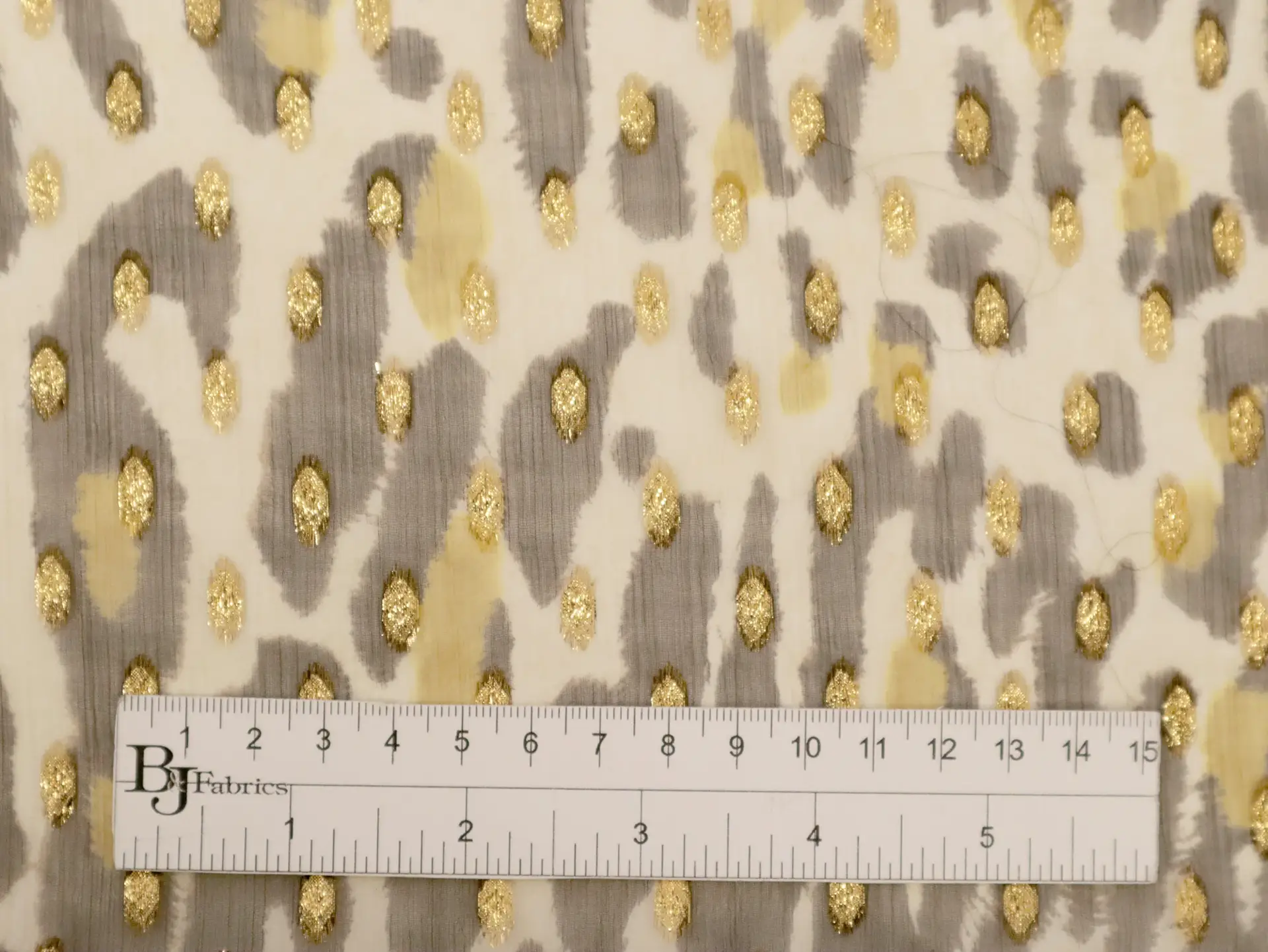 Printed Fil Coupé Silk Chiffon with Metallic Gold Dots On Chestnut Background