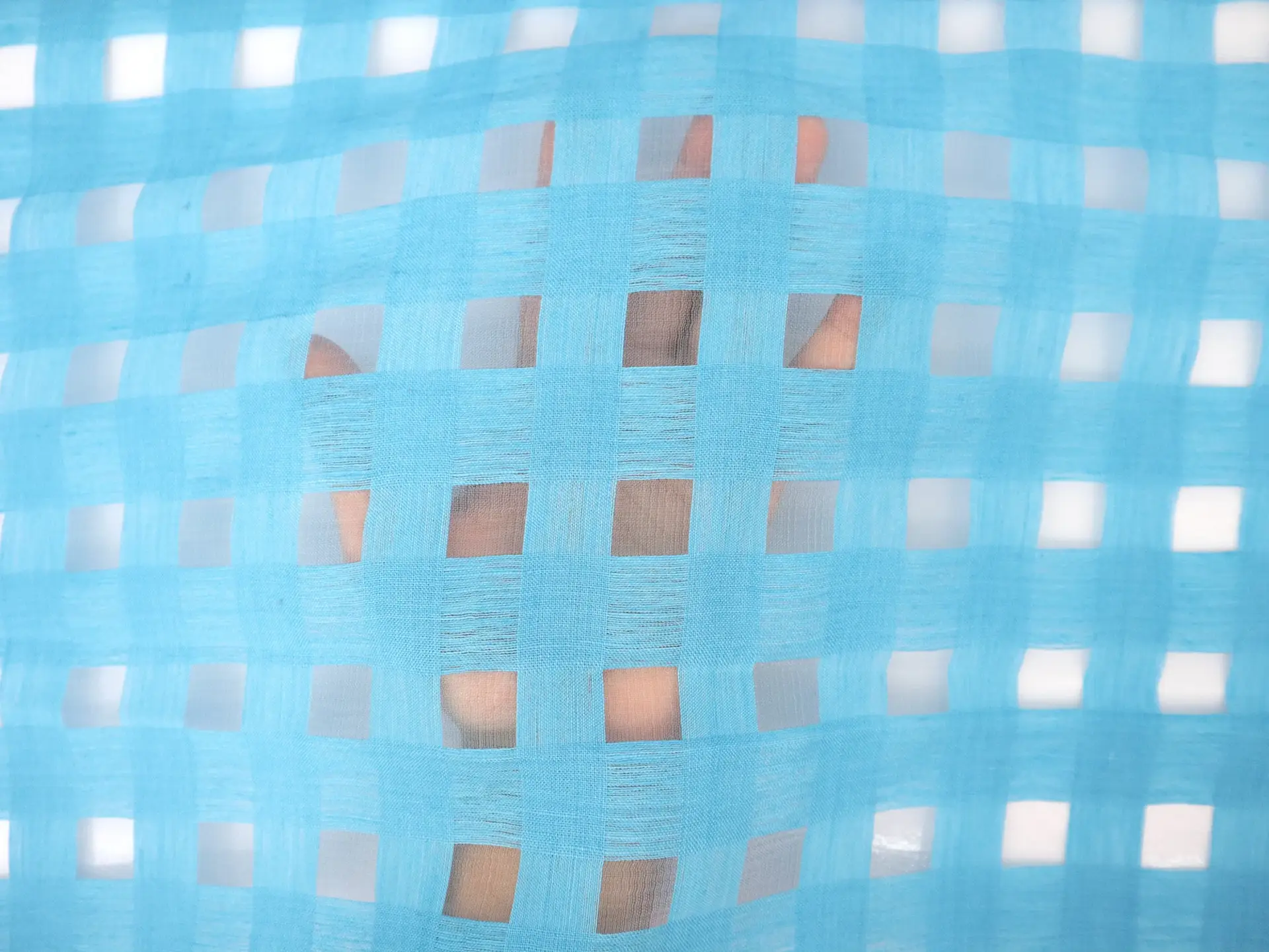 Linen & Nylon Plaid Mesh in Aqua